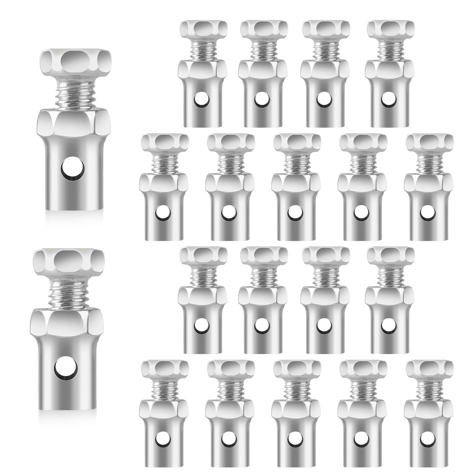 20 Pack 1/8'' Universal Throttle Cable Ends Stop Throttle Brake Cable Parts Lock Clamps for Go Kart Motorcycle Motorized Bike La