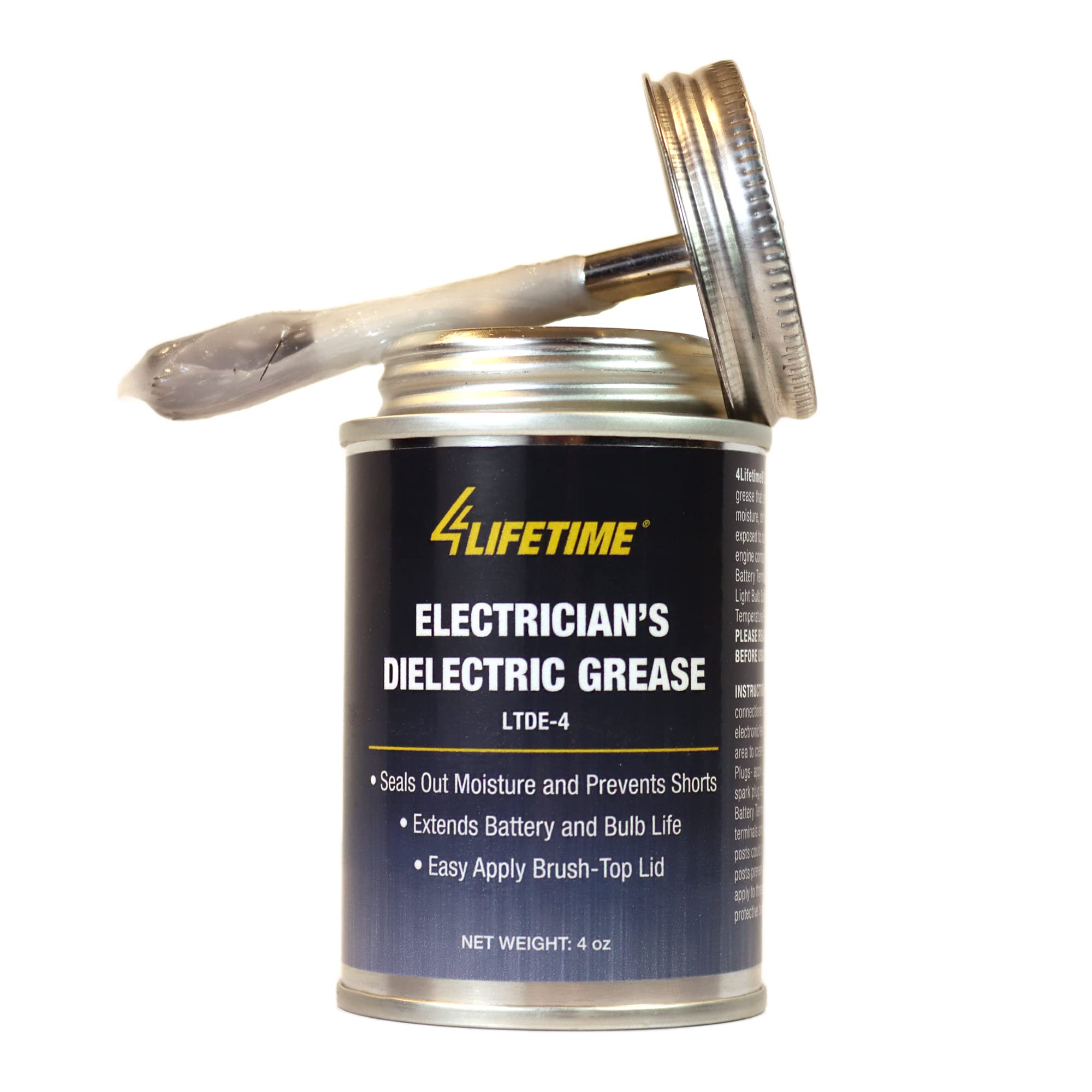 Dielectric Silicone Grease - Waterproof And Non-Conductive Lubricant For Electrical And Automotive Applications - 4Oz Brush Top Can, Versitle Silicone Lubricant, Protection For Electrical Components