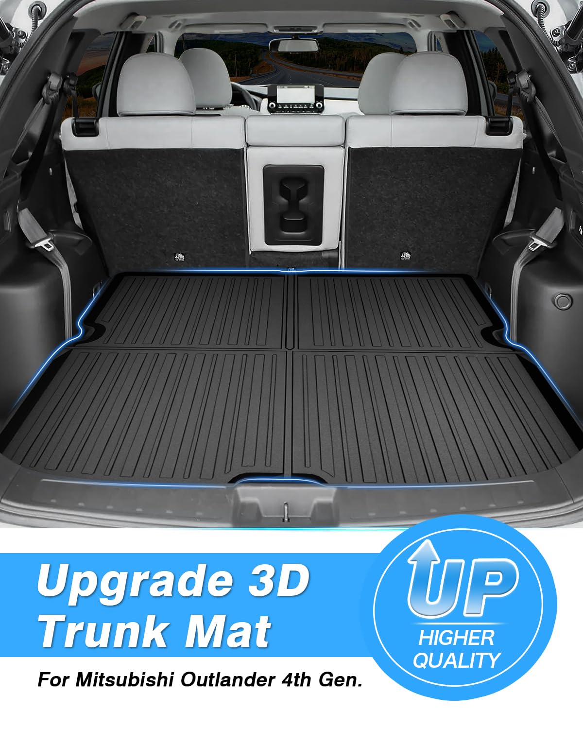 Powerty Cargo Mat Custom Fit For Mitsubishi Outlander 2022-2025 Accessories Cargo Liner Behind 2Nd Row Rear Trunk Mat (Not For P