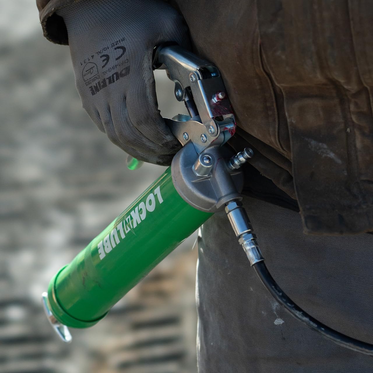 Locknlube Heavy-Duty Pistol Grip Grease Gun (Red). Includes Our Patented Locknlube Grease Coupler (Locks On, Stays On, Won'T Lea