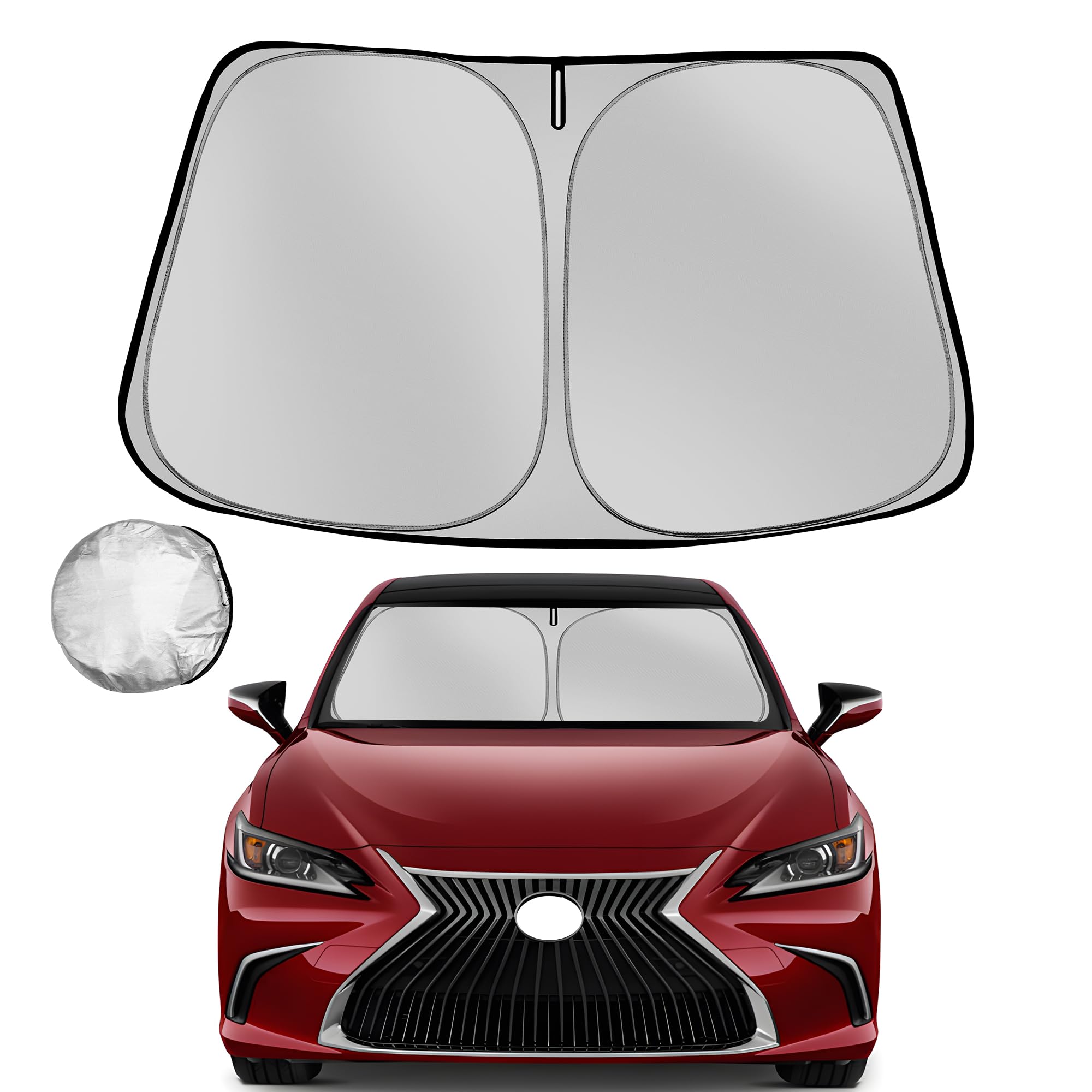 Fonowka Windshield Sun Shade For 2019-2025 Le-Xus Es250 Es300H Es350 Foldable Sun Sunshade For Car Front Window Blocks Uv Rays A