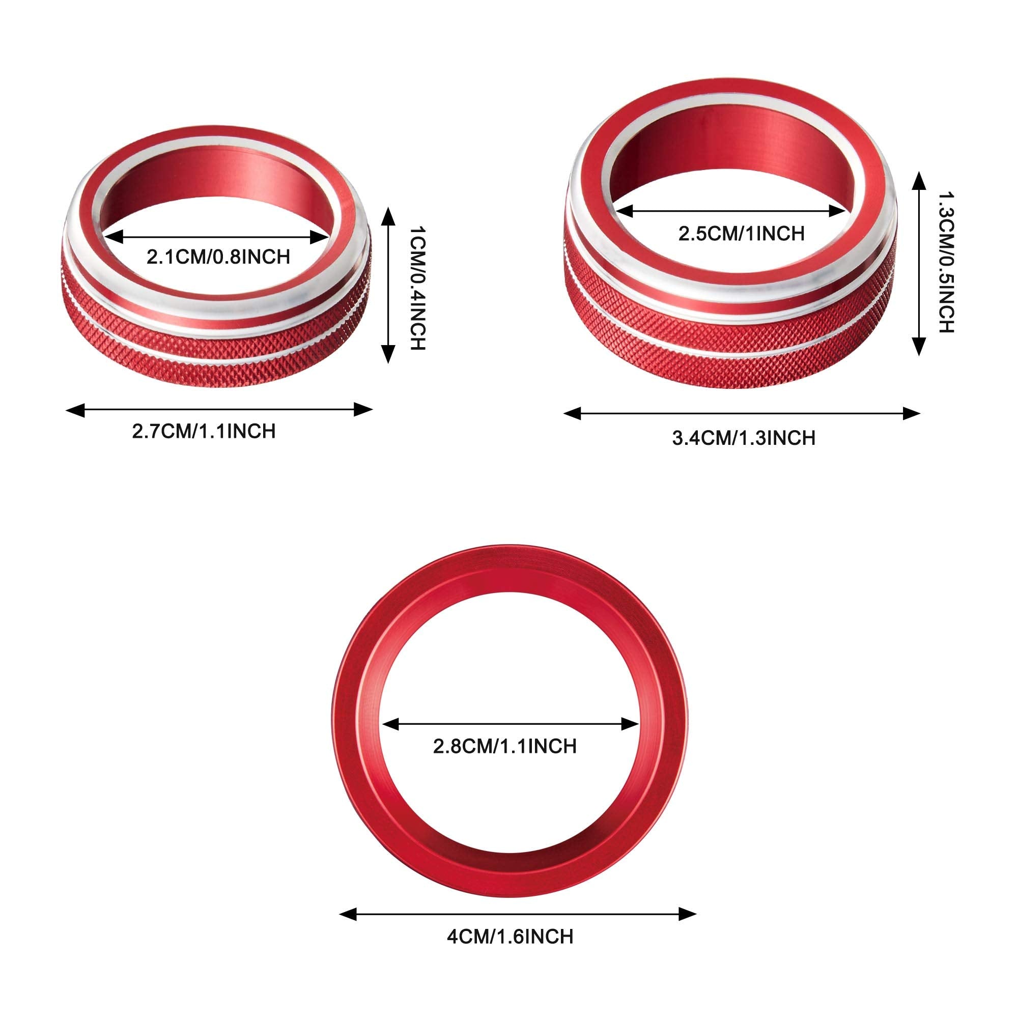 Tomall 6Pcs Aluminum Centre Console Switch Cover Compatible With Honda 10Th Accord Sedan Sport Ex Ex-L Lx 2018-2022 Sound Volume Knob Ac Air Conditioning Knob Engine Start Stop Button Cover Trim (Red)