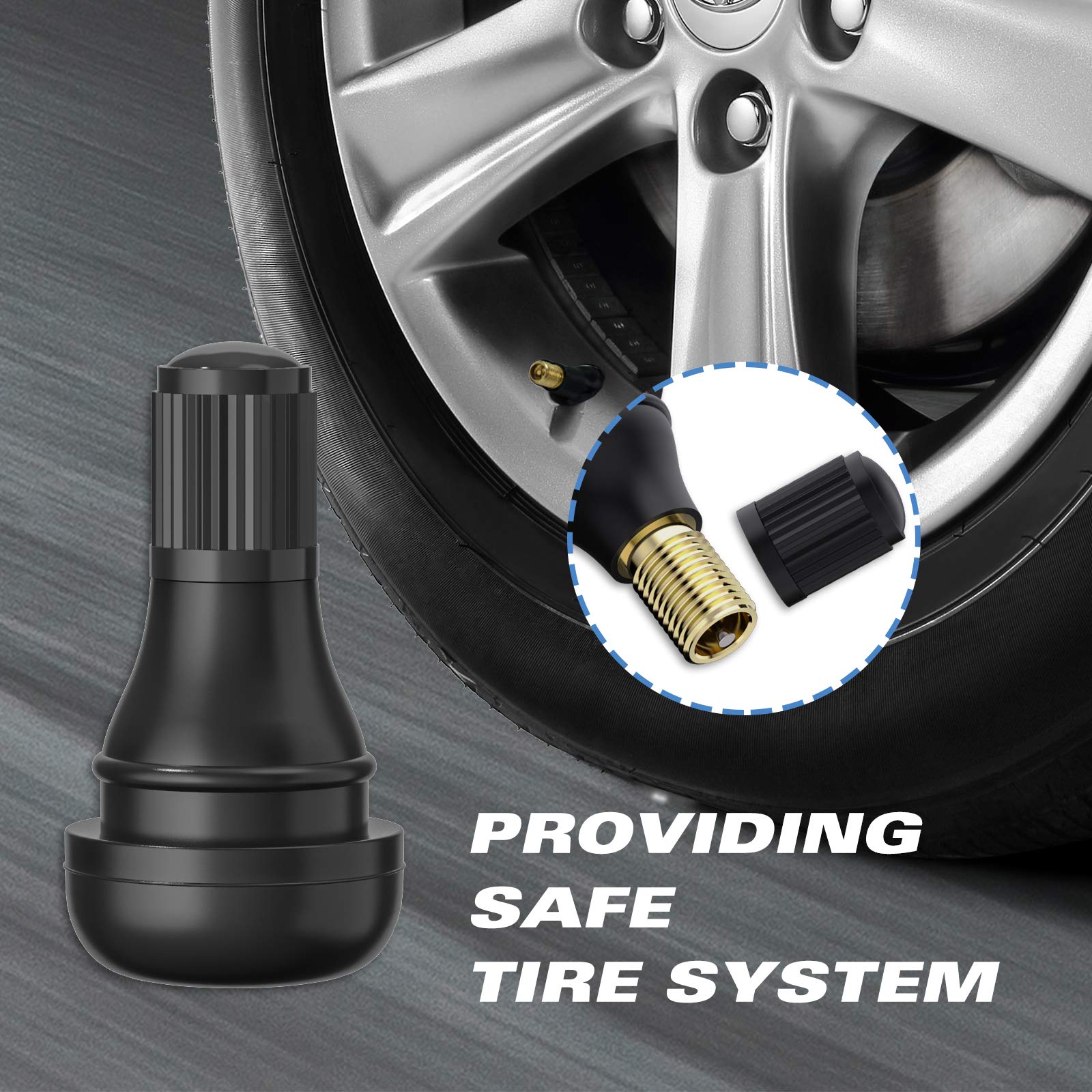 Ckauto Tr412 Rubber Snap-In Short Black Tire Valve Stem For Tubeless 0.453 Inch 11.5Mm Rim Holes On Standard Vehicle Tires (50Pc