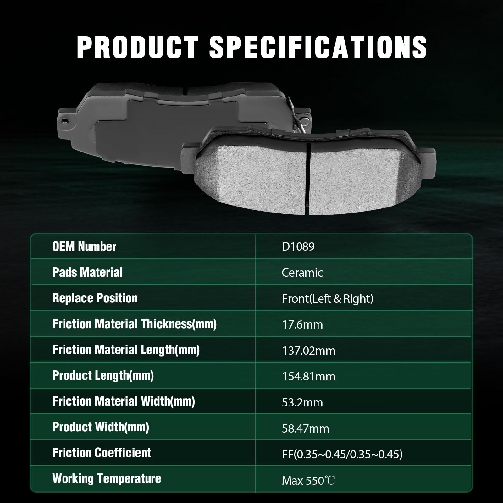 Automuto 8Pcs Front & Rear Ceramic Disc Brake Pads Set D536 D1089 For Acura Rdx 2007-2012