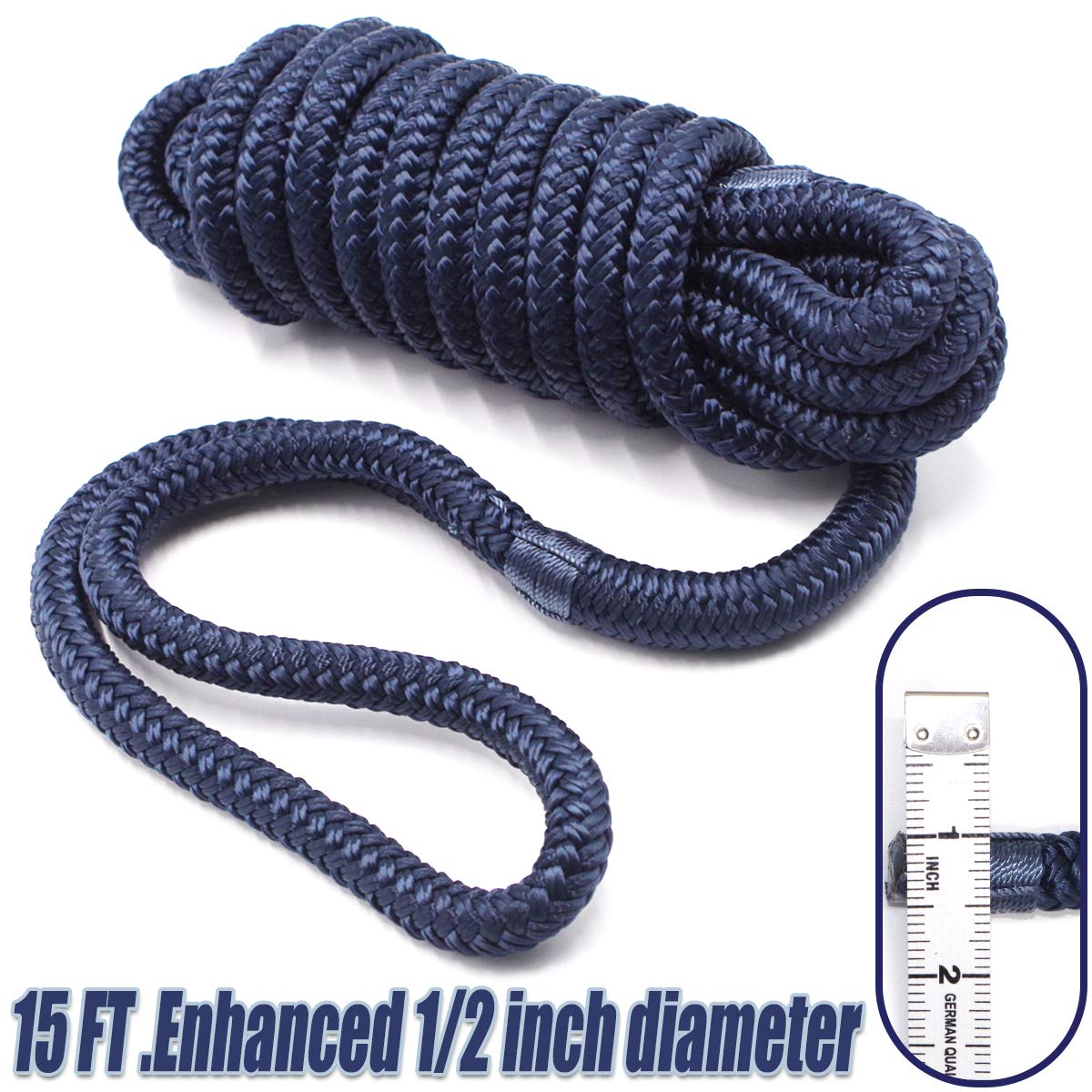 Innocedear 4 Pack 12A X 15A Dock Linesmarine-Grade Double-Braided Nylon Dock Line With 12A Eyelethi-Performance Boat Rope Moorin