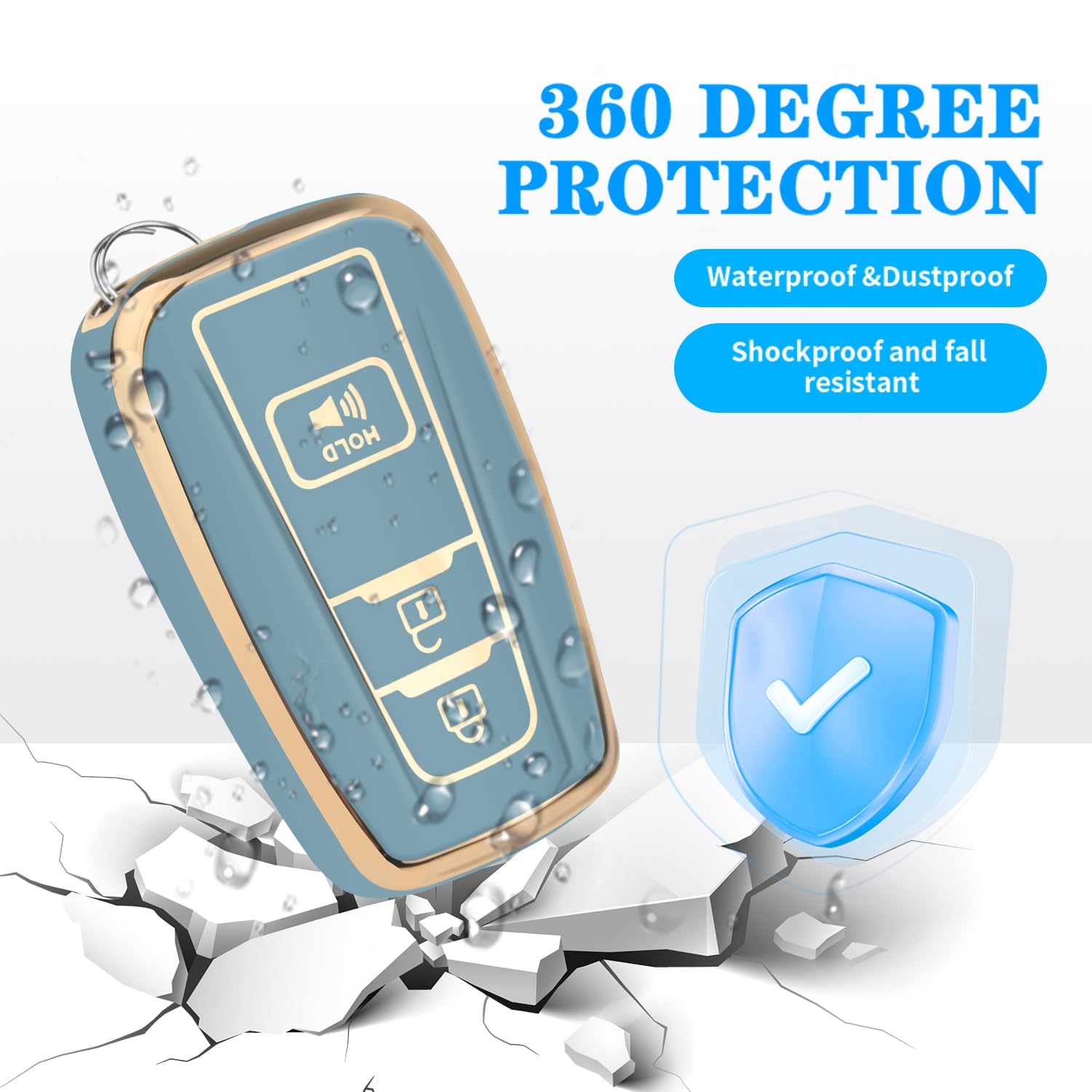 Mild East For Toyota 4Runner Key Fob Cover With Keychain, Soft Tpu Full Protection Key Case Shell Compatible With 2016-2024 Rav4