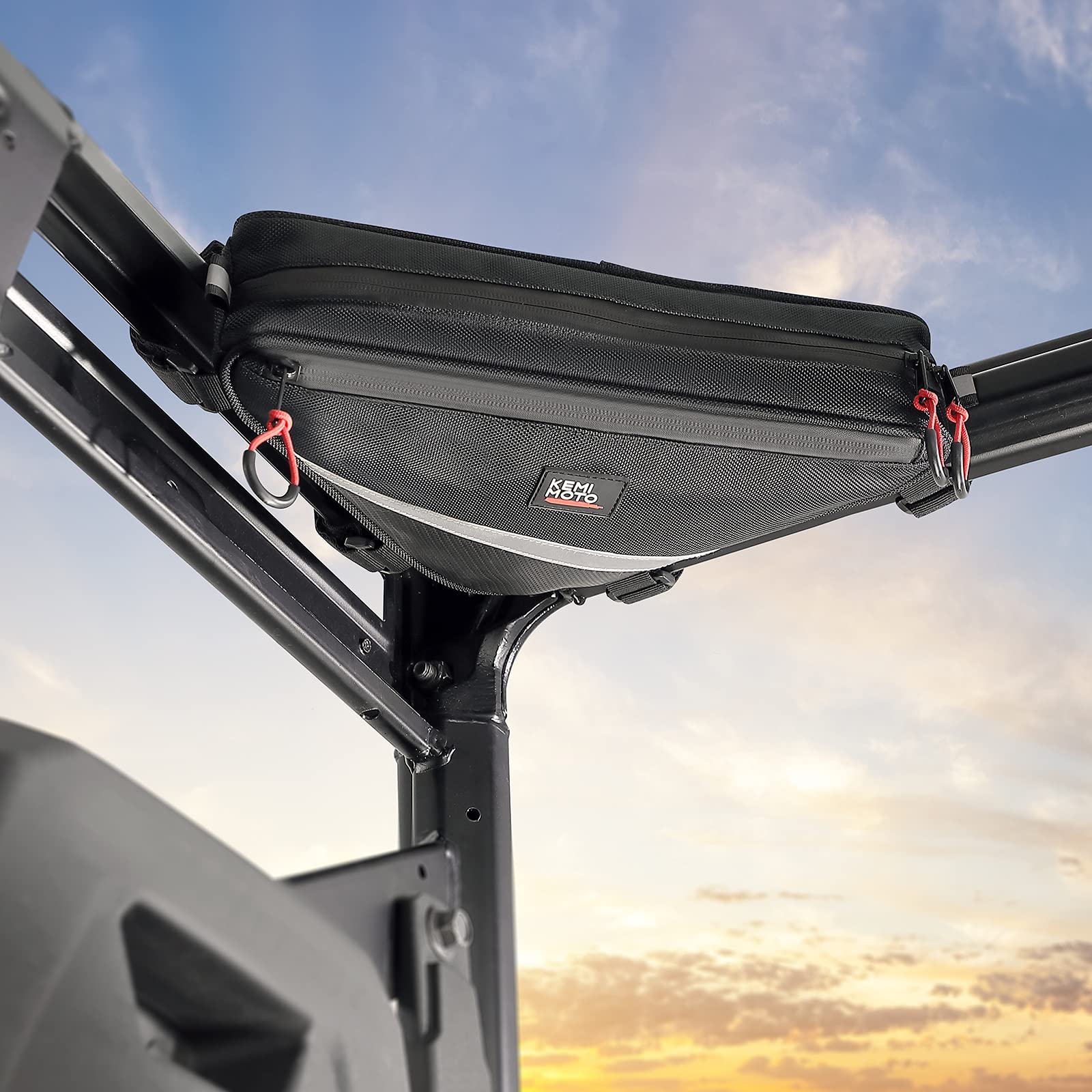 KEMIMOTO UTV Roll Bar Triangle Storage Bag, Water Resistant Universal Roof/Door/Side Armrest Bag Compatible with Most UTV, Road 