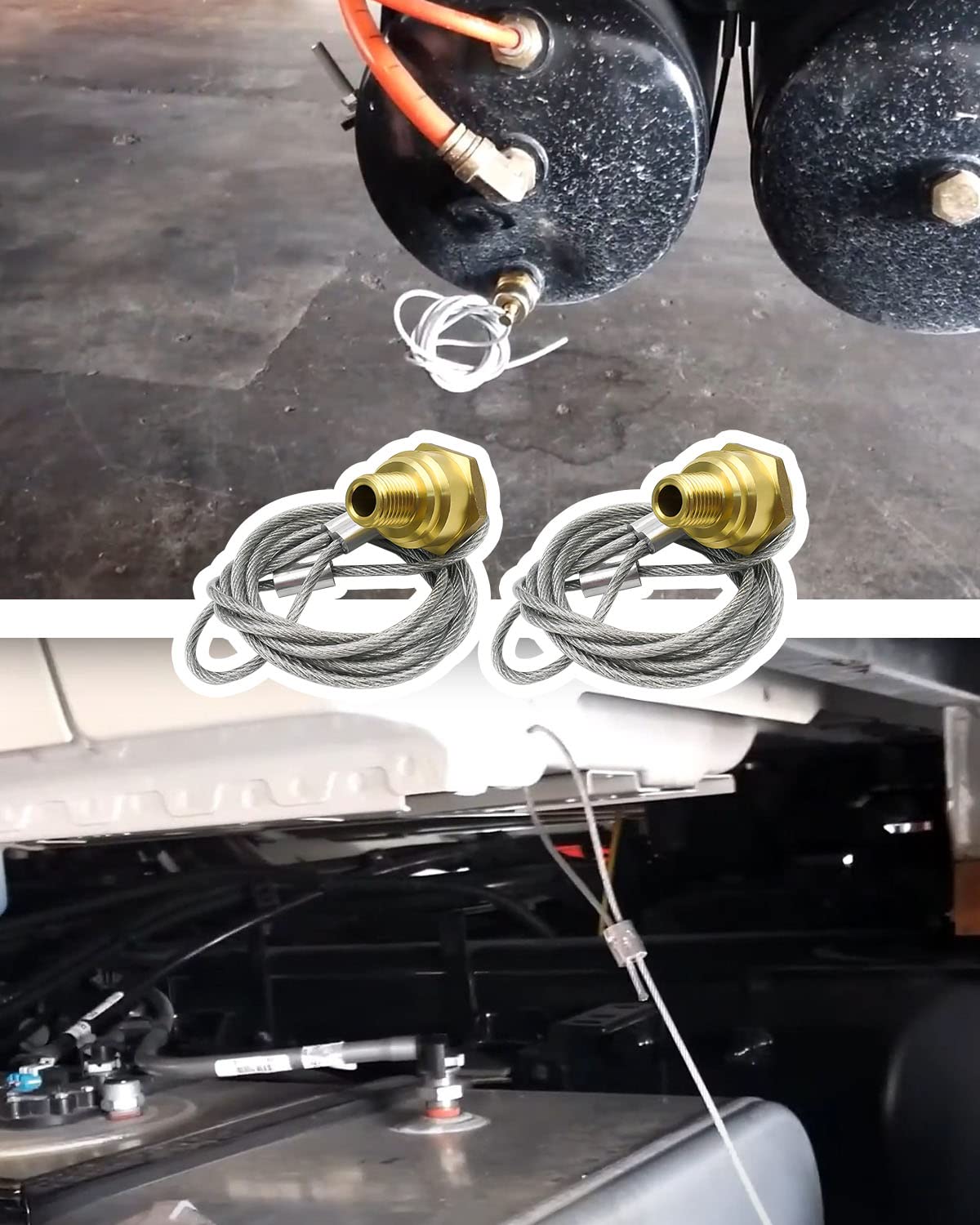 2 Pack Of     Npt Air Tank Drain Valve With 60'' Cable, Air Brake Reservoir Drain Valve Air Compressor Drain Valve For Semi Truc