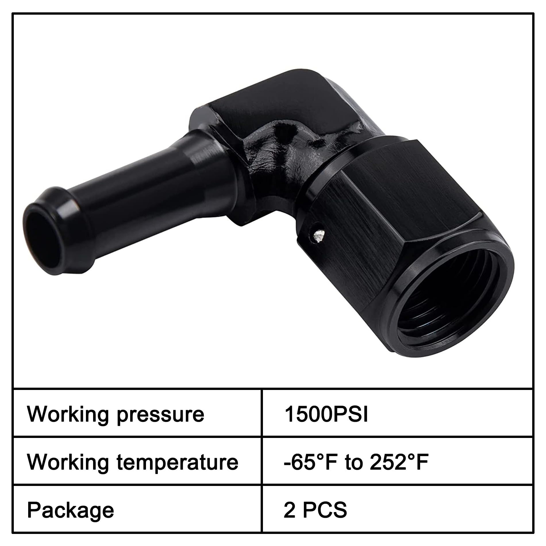 EVIL ENERGY 6AN Female to 5/16'' Barb Hose Fitting 90 Degree Swivel 2PCS