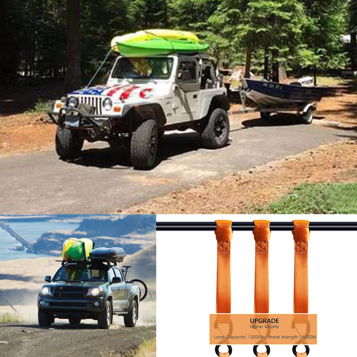 Jchl Soft Loops Tie Down Straps (4Pk) 12,000Lbs Max Strength 18''X1.7'' Heavy Duty Motorcycle Tie Downs For Use With Ratchet Str