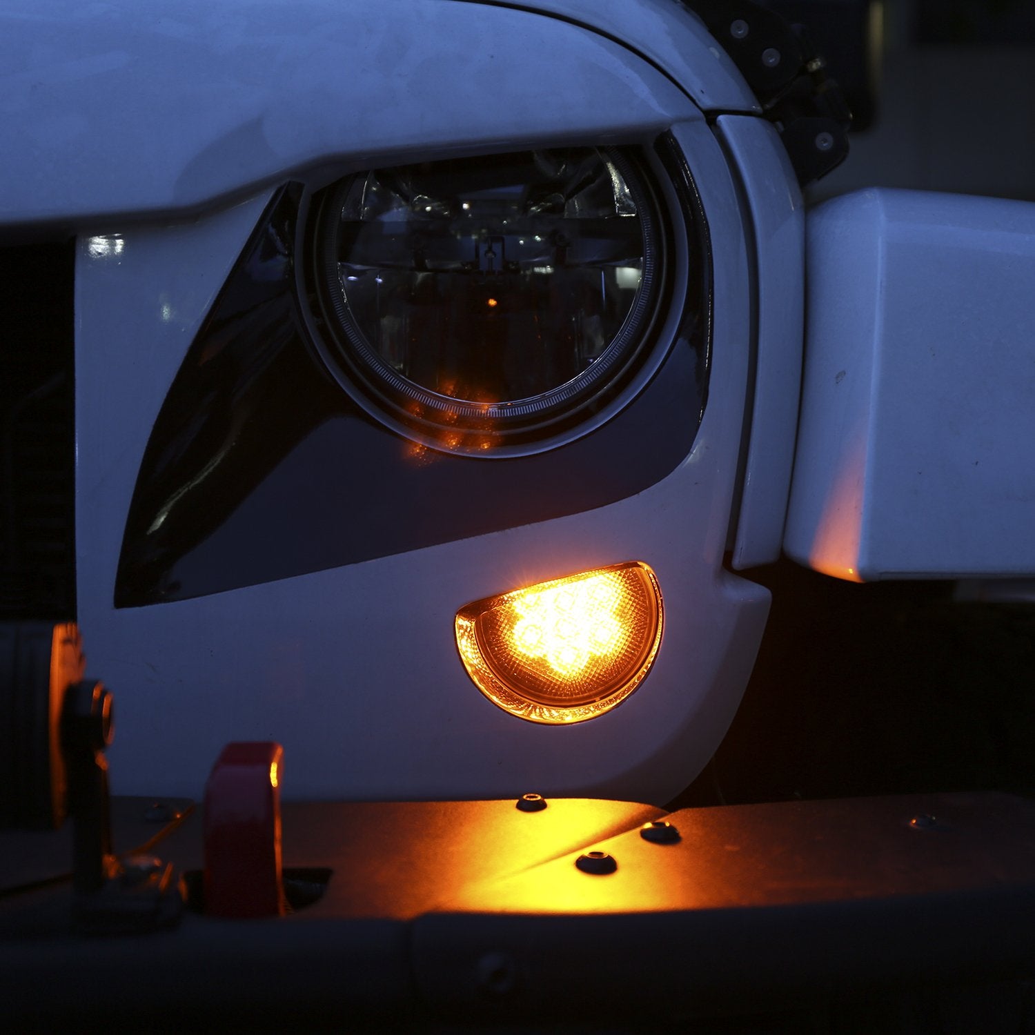 Hooke Road Jk Front Turn Signal Lights Indicator Blinker Smoked Amber Led Compatible With Jeep Jk Wrangler 2007-2018
