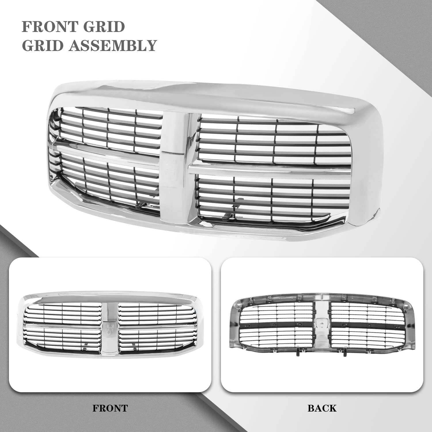 Carpartsdepot Front Grill Grille Assembly New Replacement Fit For Dodge 2006-2008 Ram 1500 2006-2009 Ram 2500/3500 Pickup Truck Ch1200282 55077767Ac