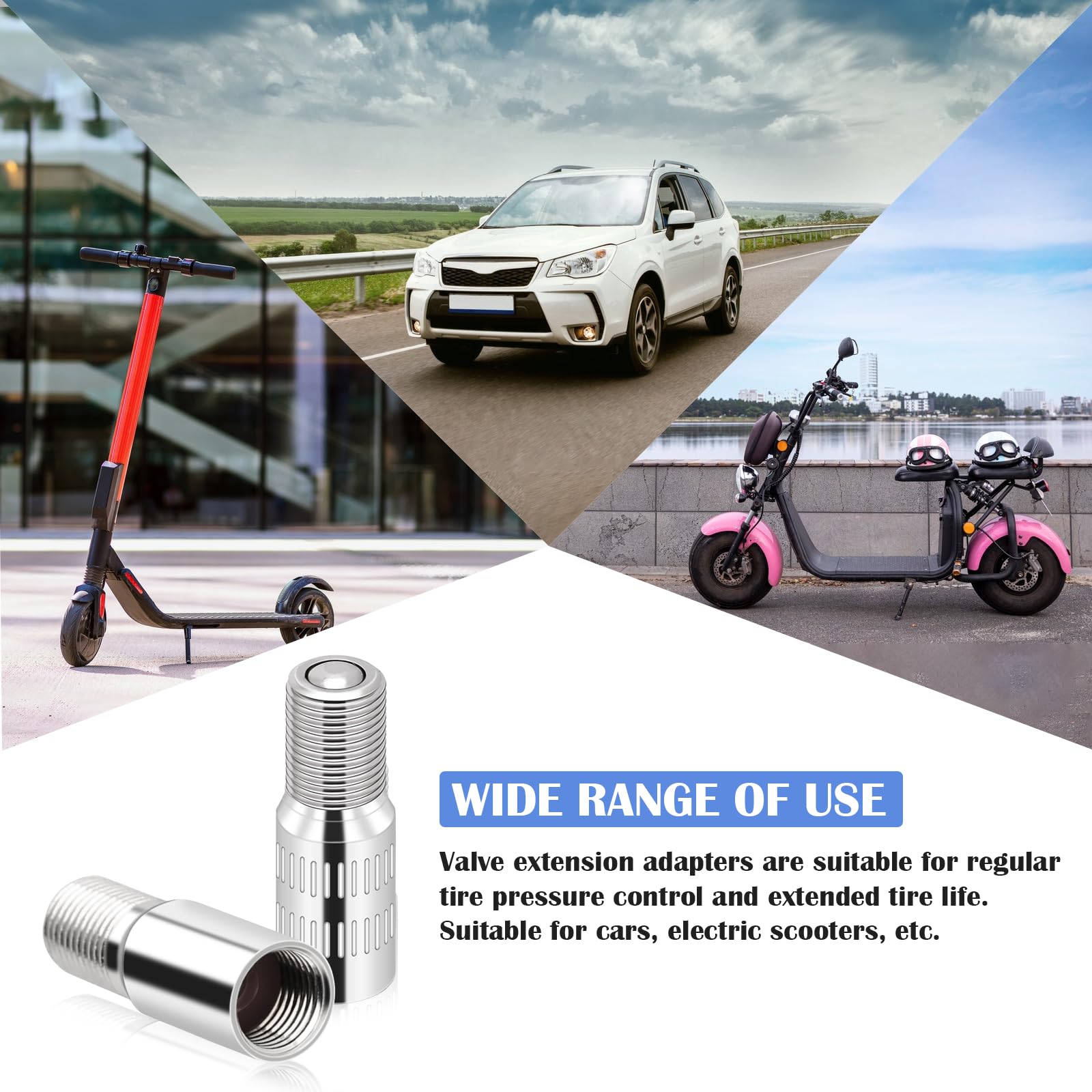 4 Pcs Valve Caps Stem Extension 27mm Tire Valve Extenders Brass Tire Stem Extension Wheel Tire Cap Extender Adapter for Car Moto