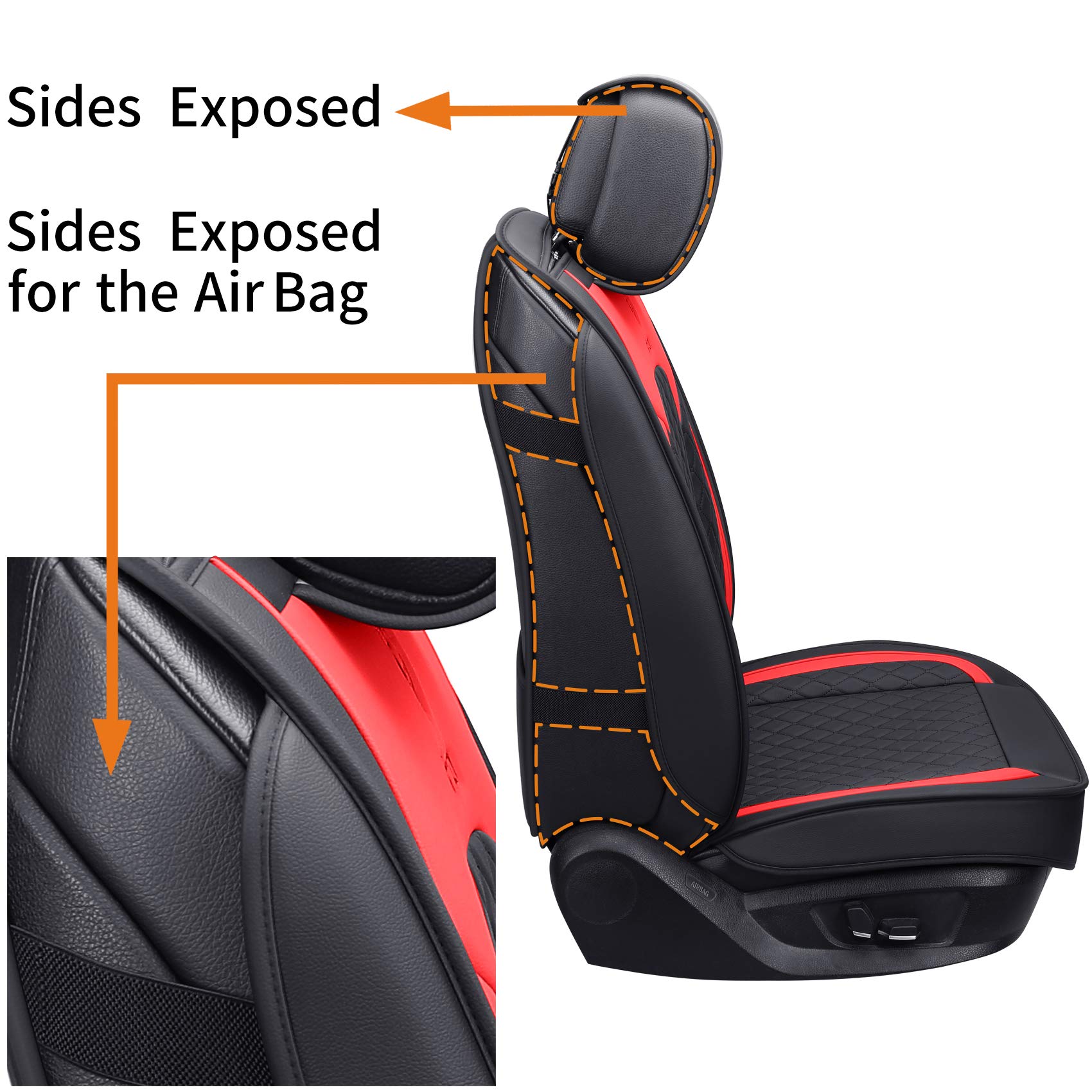 Aierxuan Car Seat Covers Full Set With Waterproof Leather, Seat Cushions Split Bench Universal Fit For Kia Soul Hyundai Accent C