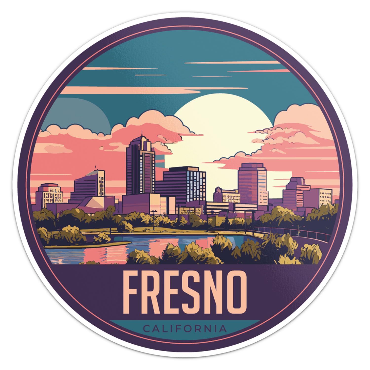 Fresno City Sticker - Waterproof Vinyl Decal for Car Bumper, Laptop, Water Bottle, Wall, and Window, Size - 5'' Longer Side