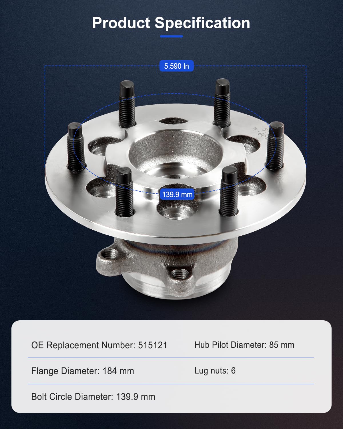 ECCPP Front 6 Lugs Wheel Bearing and Hub Assembly for 2009-2012 for Chevrolet Colorado 2009-2012 for GMC Canyon Wheel Hub Bearin