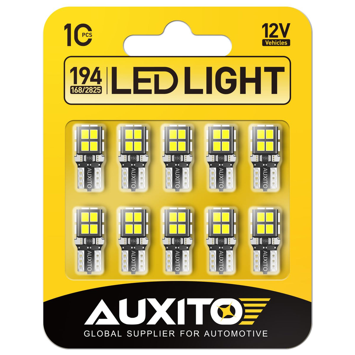Auxito 194 Led Bulb 6000K White 168 2825 W5W T10 Wedge 14-Smd Interior Car Bulbs Replacement For Dome Map Door Courtesy Trunk Pa
