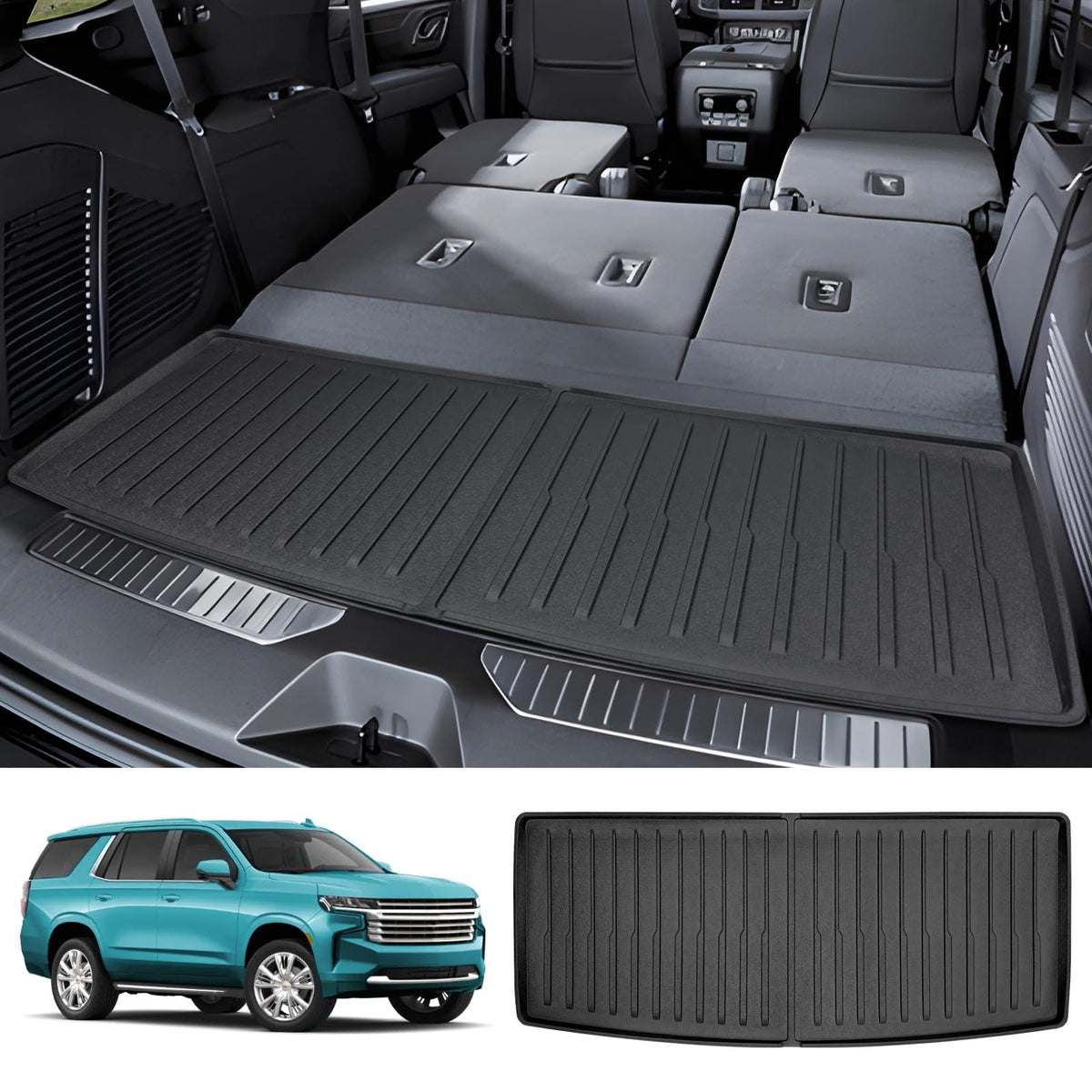 JTYZSM Rear Cargo Mat for 2022-2025 Chevy Tahoe/GMC Yukon Trunk Liner All Weather Protector Trunk Mat for 2022 2023 2024 2025 Ch