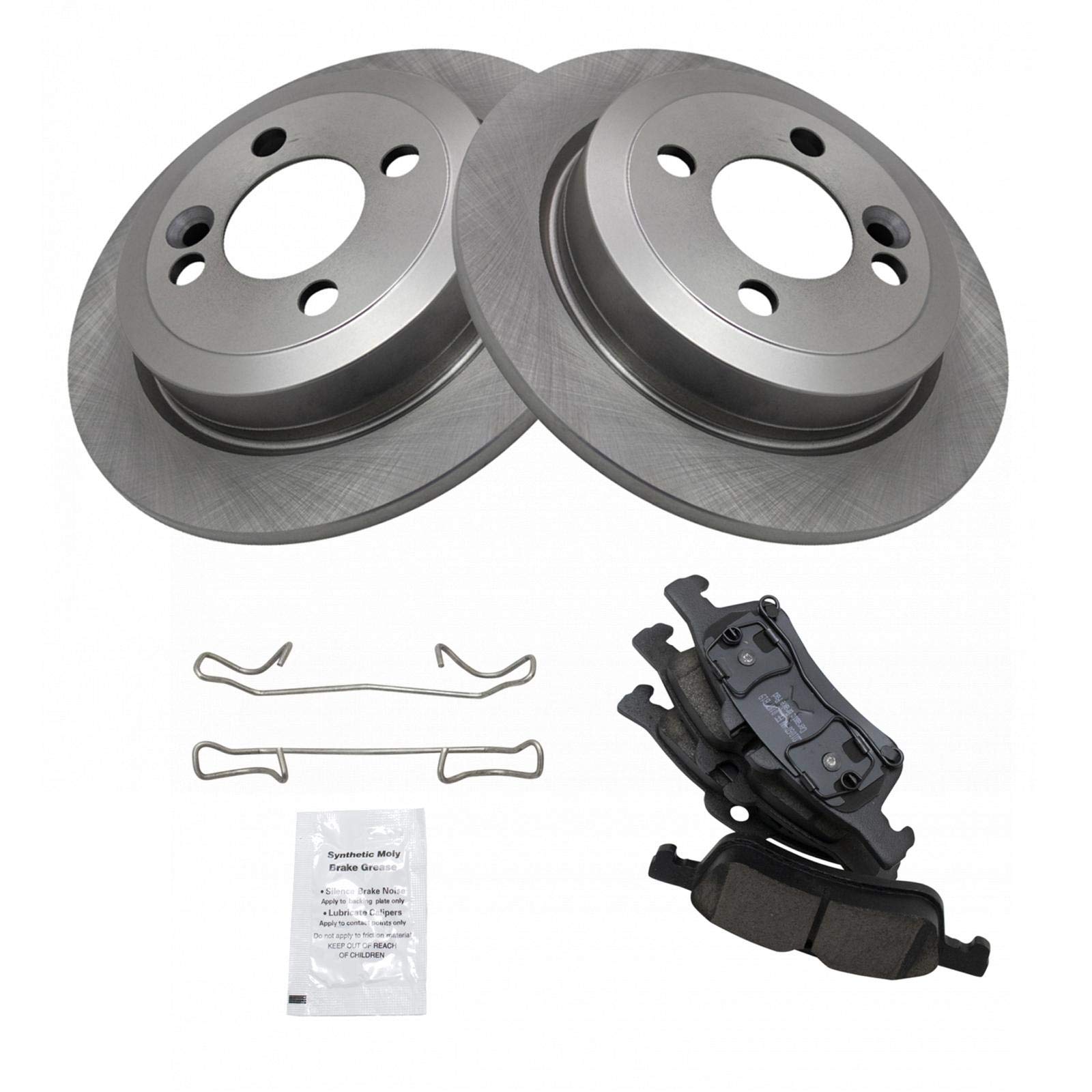 Trq Rear Brake Pad & Rotor Kit Brake Pads Brake Rotor Ceramic Compatible With 2007-2008 Mini Cooper