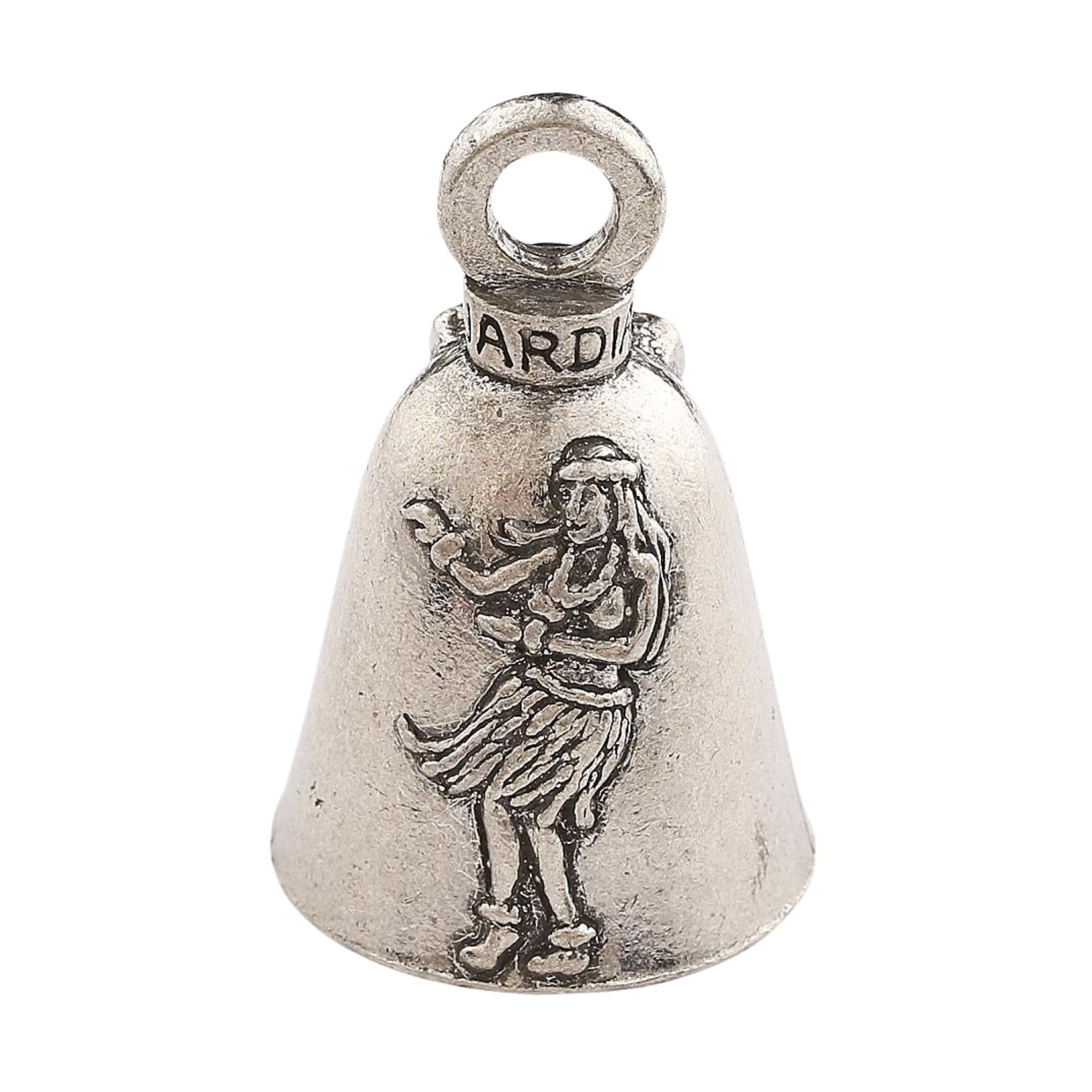 Guardian Bell Hula Girl Tiki Good Luck Bell w/Keyring & Black Velvet Gift Bag | Motorcycle Bell | Lead-Free Pewter | Good Luck G