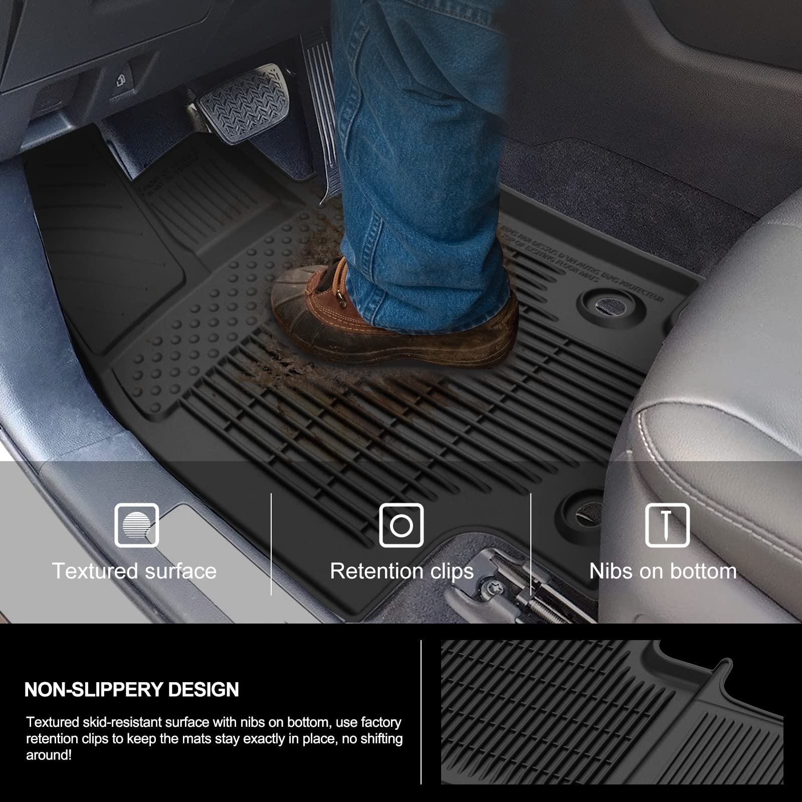 Kiwi Master Floor Mats For 2020-2025 Toyota Highlander Oem Replacement Pt908-48200-20 All Weather Mat Custom Fit Liners Front Re