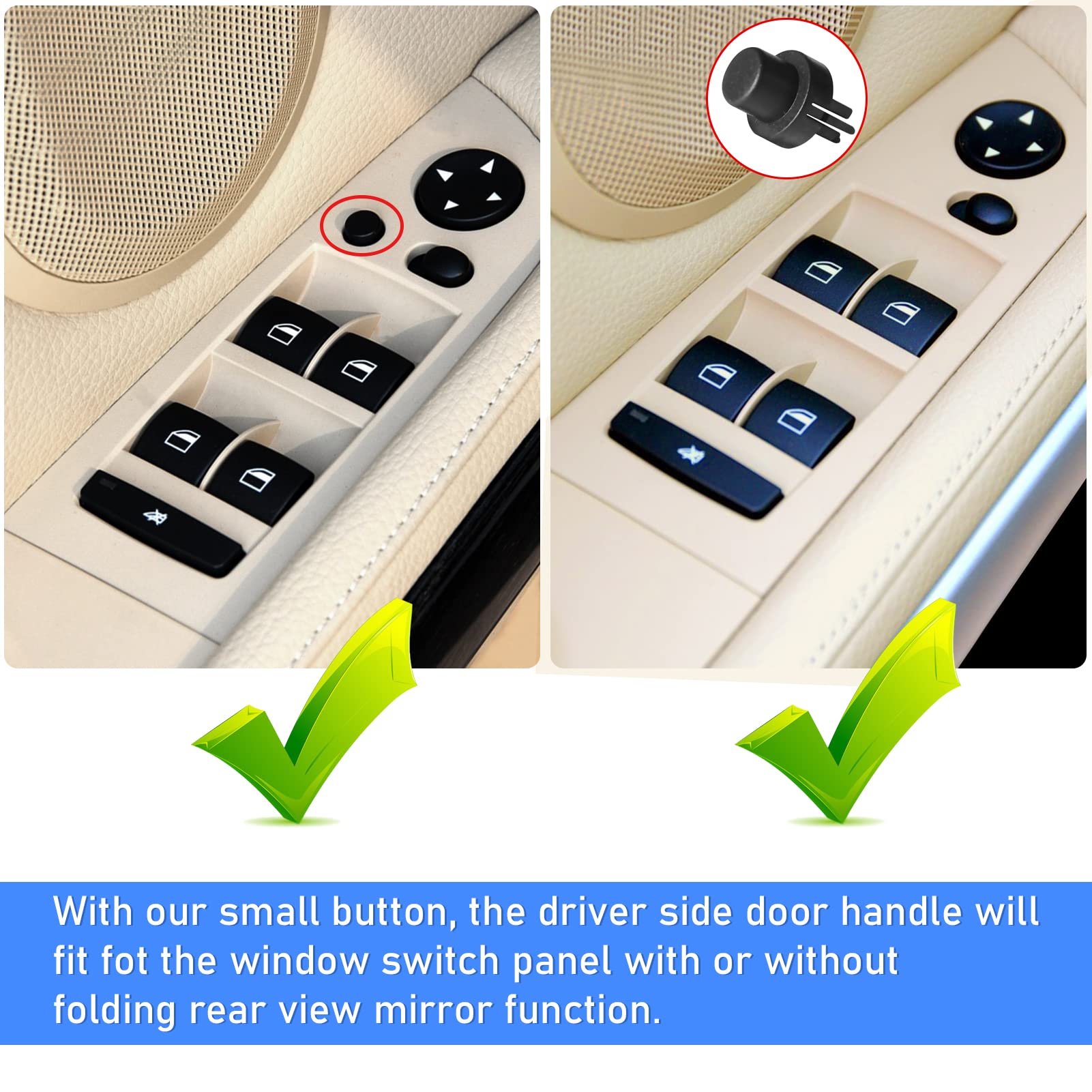 Jaronx Compatible With Bmw 3 Series E90/E91 Driver Side Door Handle 2004-2007, Window Switch Panel Cover Door Pull Handle Driver