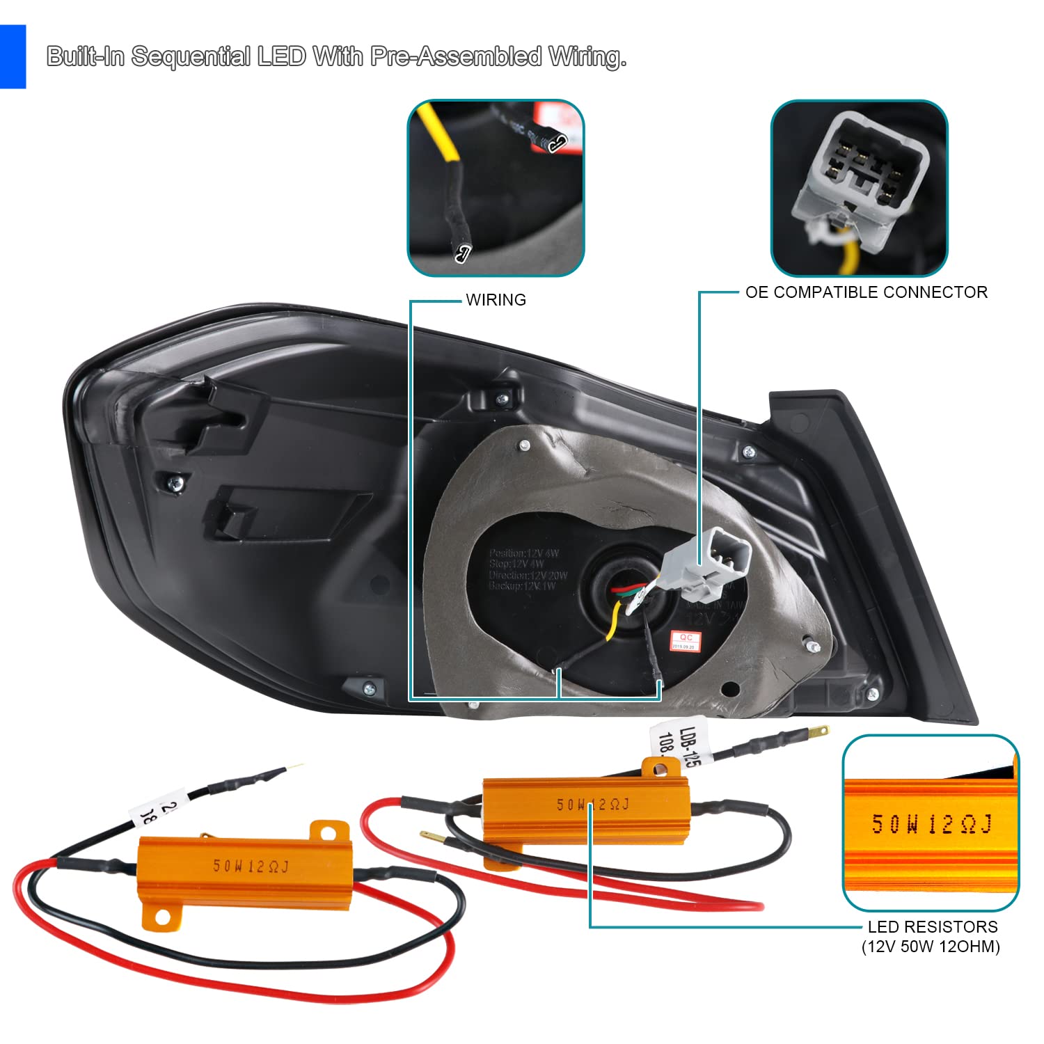 SPEC-D Tuning LED Tail Lights for 2015-2021 Subaru WRX/WRX STI - Black Smoke Housing with White Sequential LED Tube