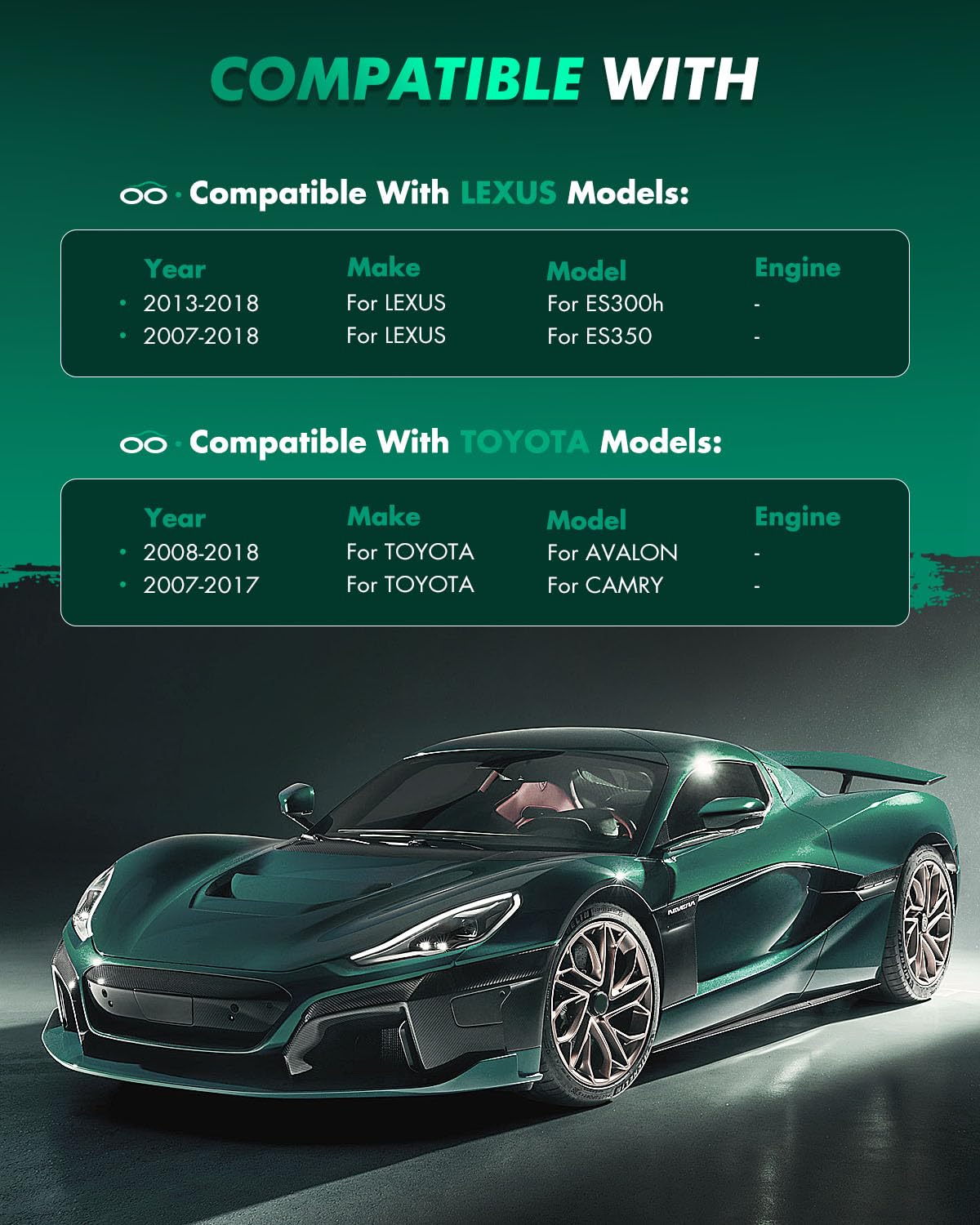 Scitoo Ceramic Disc Brake Pads Set Fit For 2013-2016 For Lexus Es300H,2007-2016 For Lexus Es350,2008-2015 For Toyota Avalon,2007