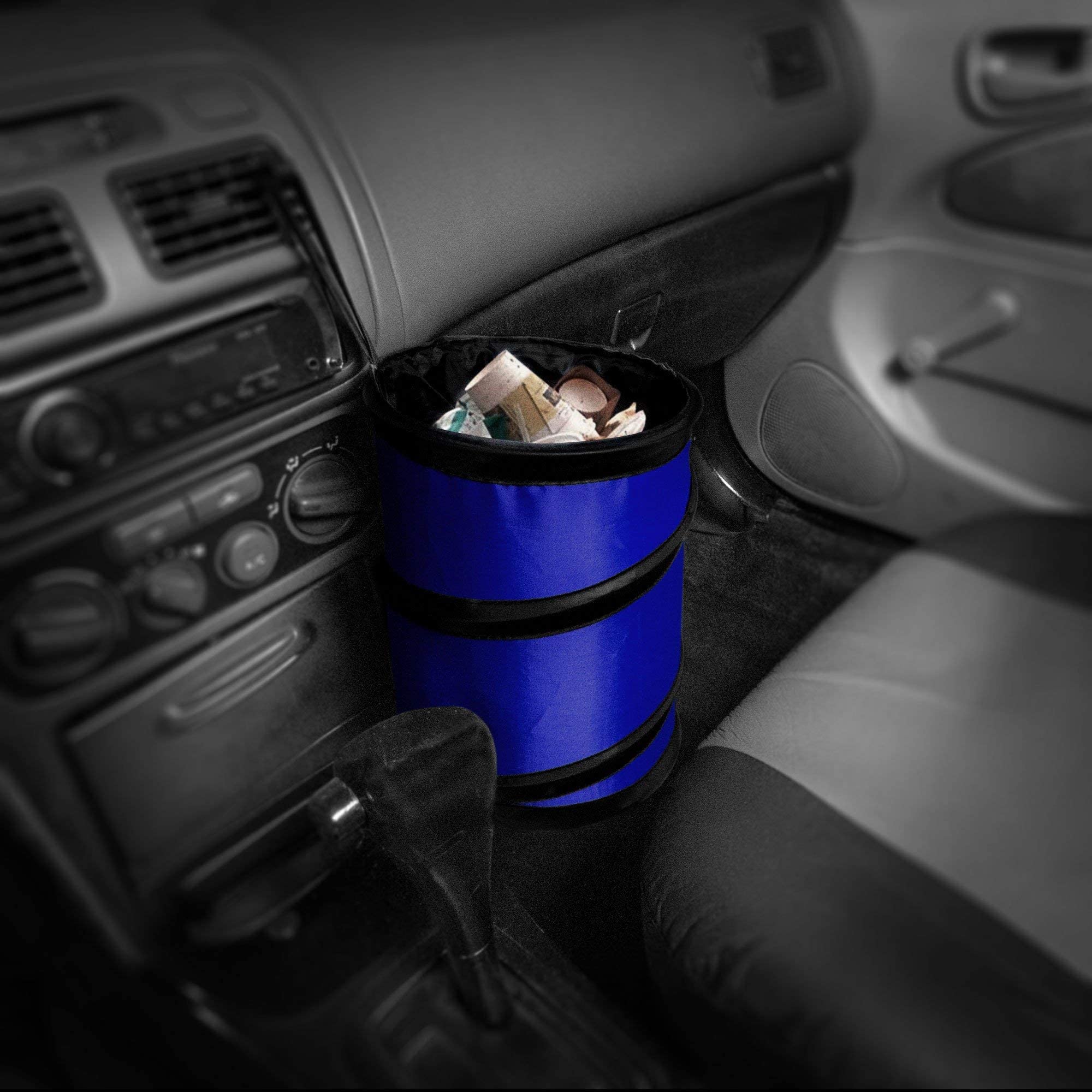 Fh Group Automotive Waterproof Portable Collapsible Small Trash Can Garbage Container Fits Most Cars, Suvs, And Trucks Blue