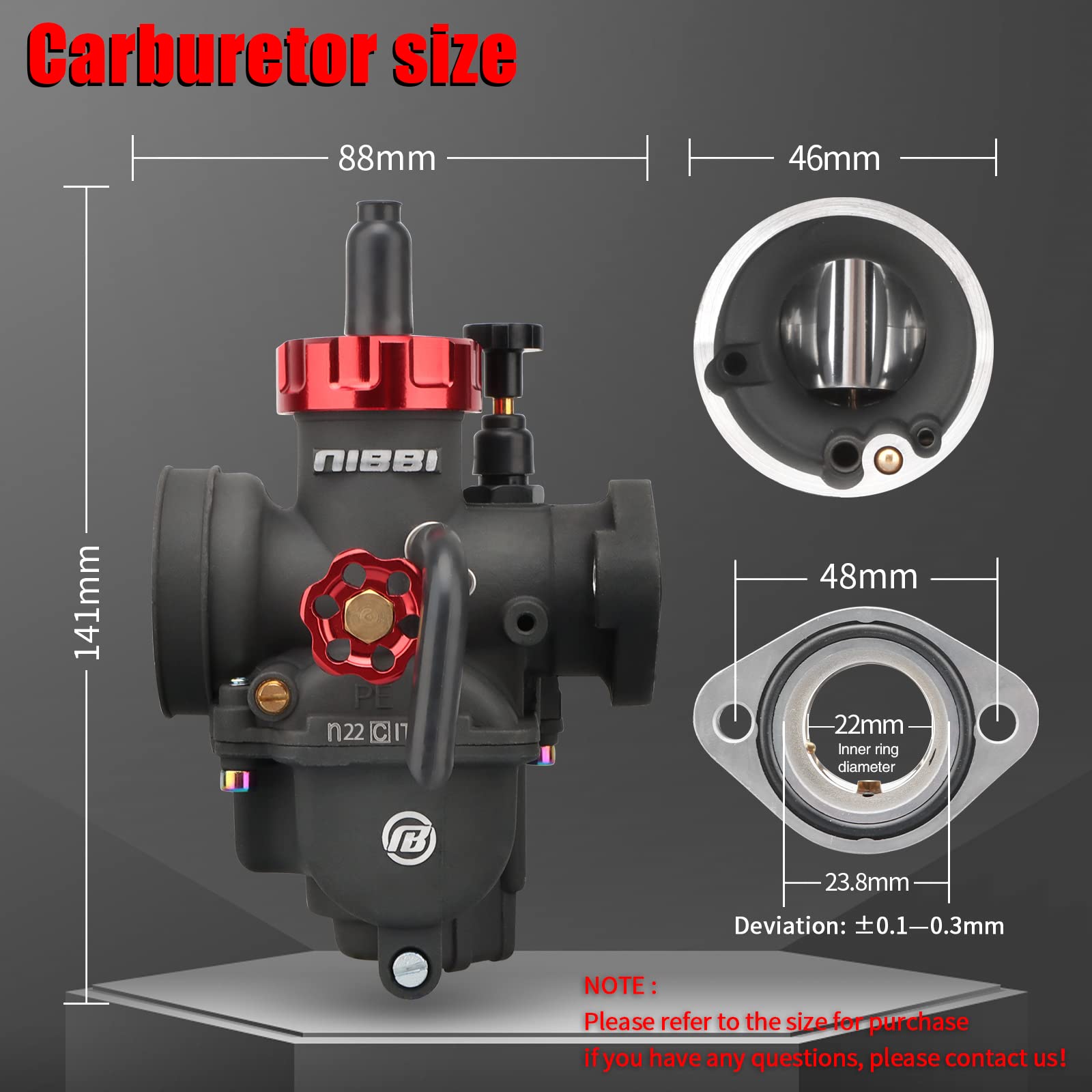 Nibbi Pe22 Carburetor With 48Mm Air Filters Kit,Pe22Mm Fl Motorcycle Carb Fit For 125Cc 130Cc 140Cc Dirt Bike Pit Bike Apollo Taotao Lifan Kayo Honda Ssr Motor Predator212