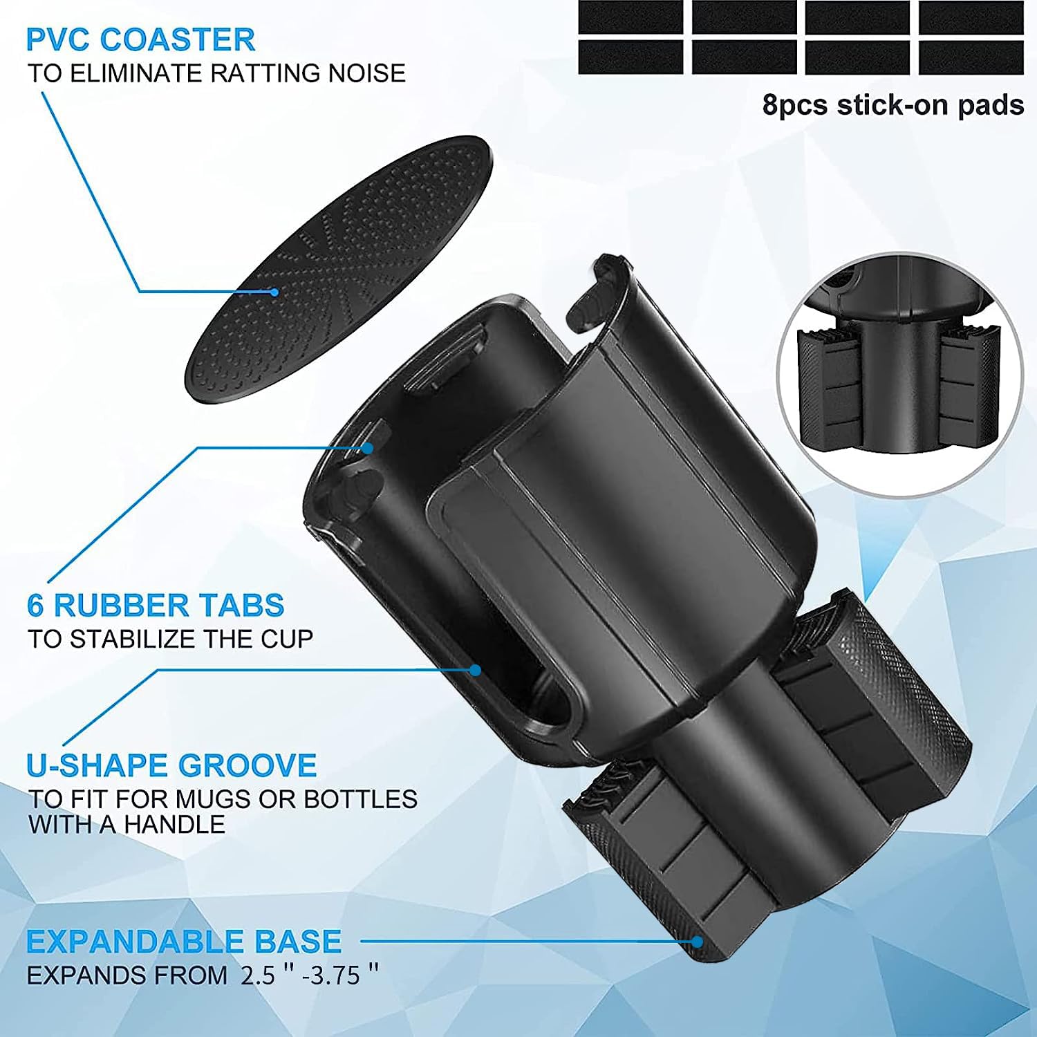 Car Cup Holder Expander Adapter Adjustable Base, Narundren Compatible For Yeti 20/26/30 Oz Hydro Flasks Large 32/40Oz, Fits Most