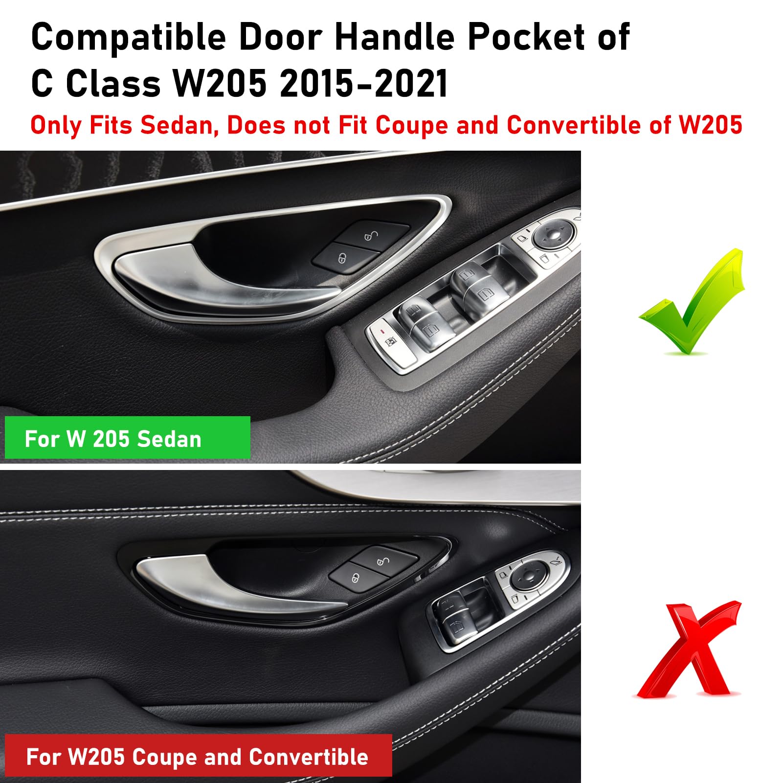 Ttcr-Ii Compatible With Mercedes C Class Door Handle Organizer 2015-2021 (For Sedan Only), Glc Class Door Handle Storage Box 201