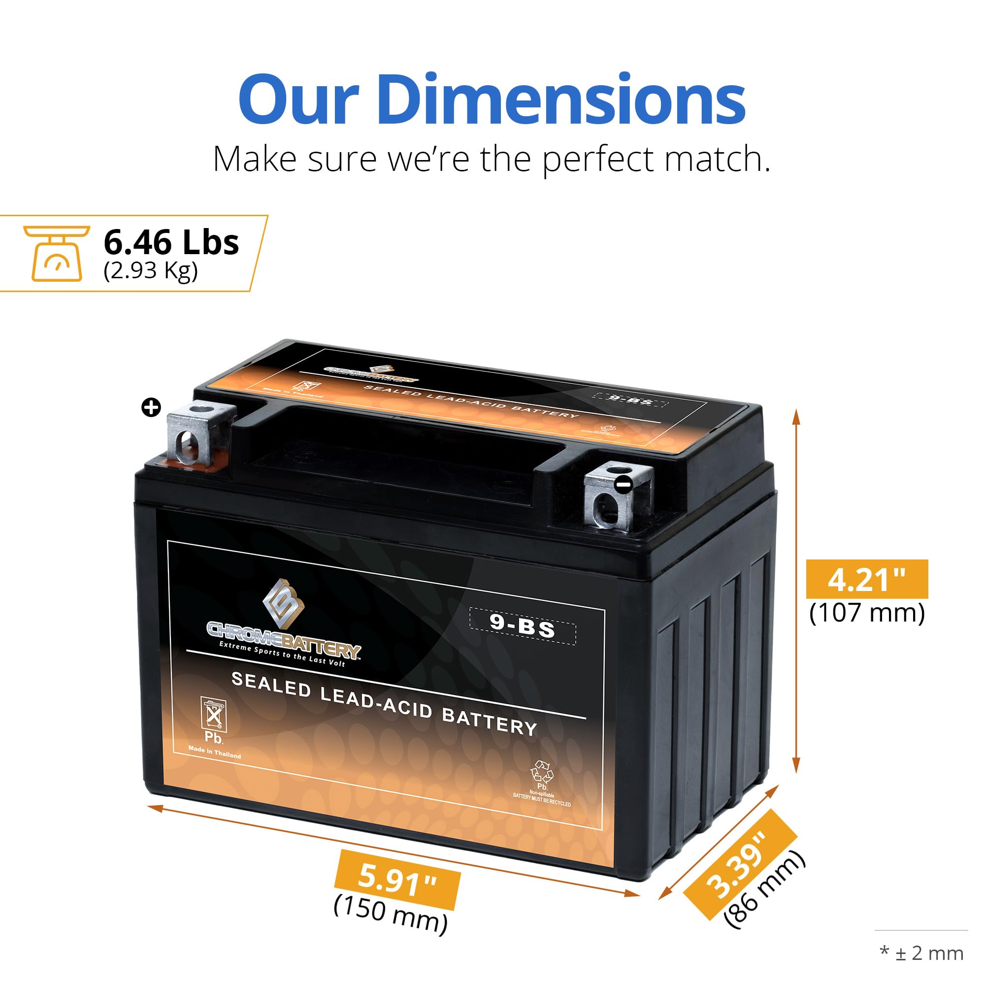 Cb Chromebattery 9-Bs Maintenance-Free, 120Cca, 12V 10Ah Battery Replacement For Atv, Motorcycle, Jet Skis, Scooter, Utv, And Mo
