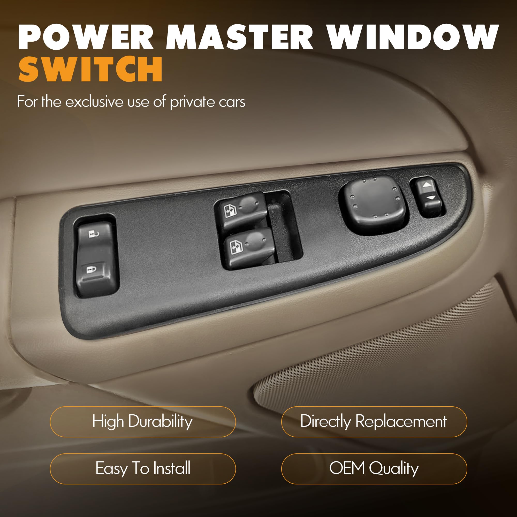 ASOPARTS 15883318 Front Driver Side Door Lock and Power Window Switch & Tan Bezel Assembly Fit for 2003-2007 Chevy Silverado, 20