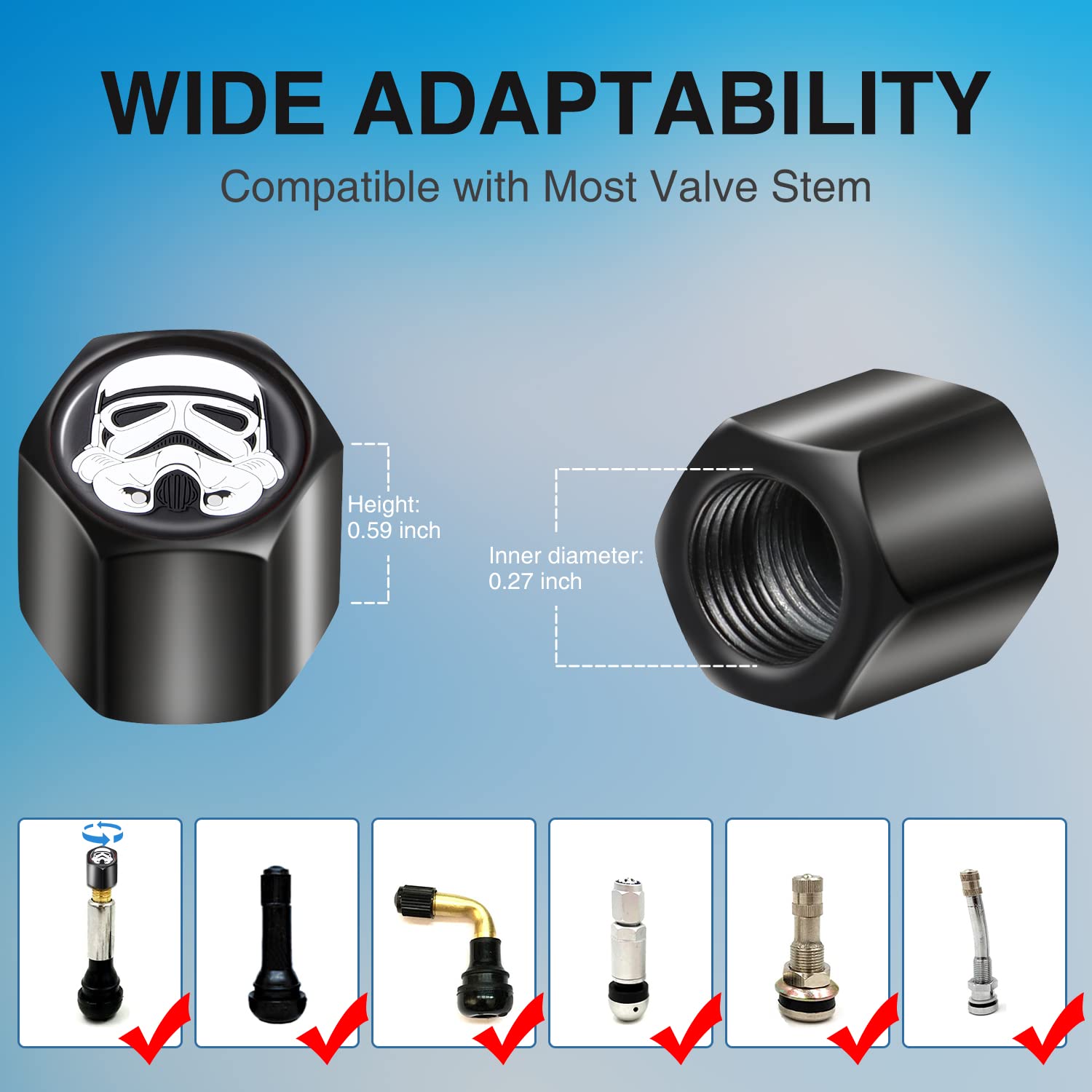 Akkya Tire Valve Stem Caps Cover For Car Bike Bicycle Motorcycles Tractors Mountain Bikes Trucks Cow Pattern Metal Chrome Tire A