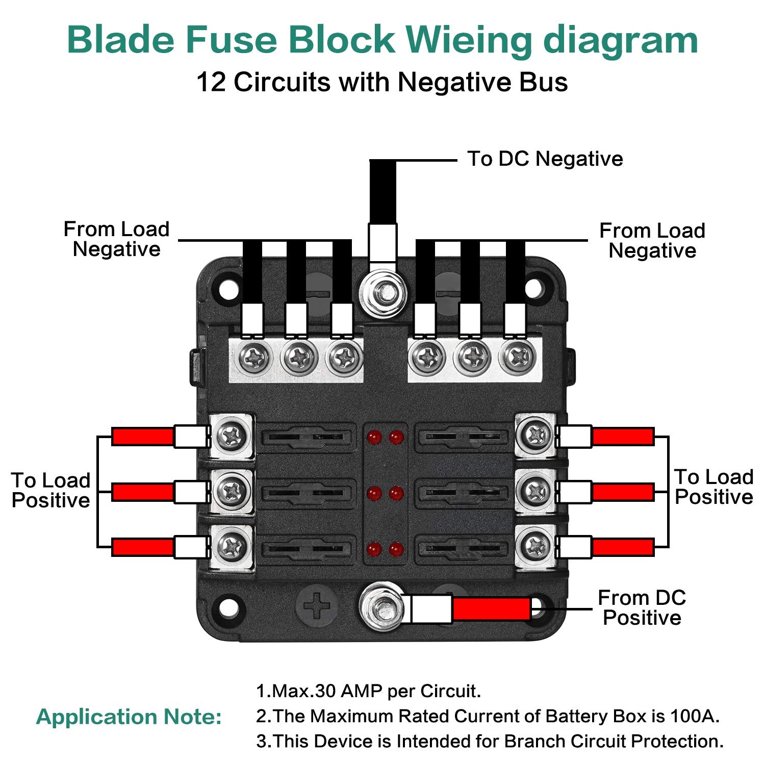 Deyooxi 6 Way Fuse Block,12V Blade Fuse 6 Circuit Atc/Ato Waterproof Fuse Box Holder With Led Indicator Waterpoof Cover For 12V/
