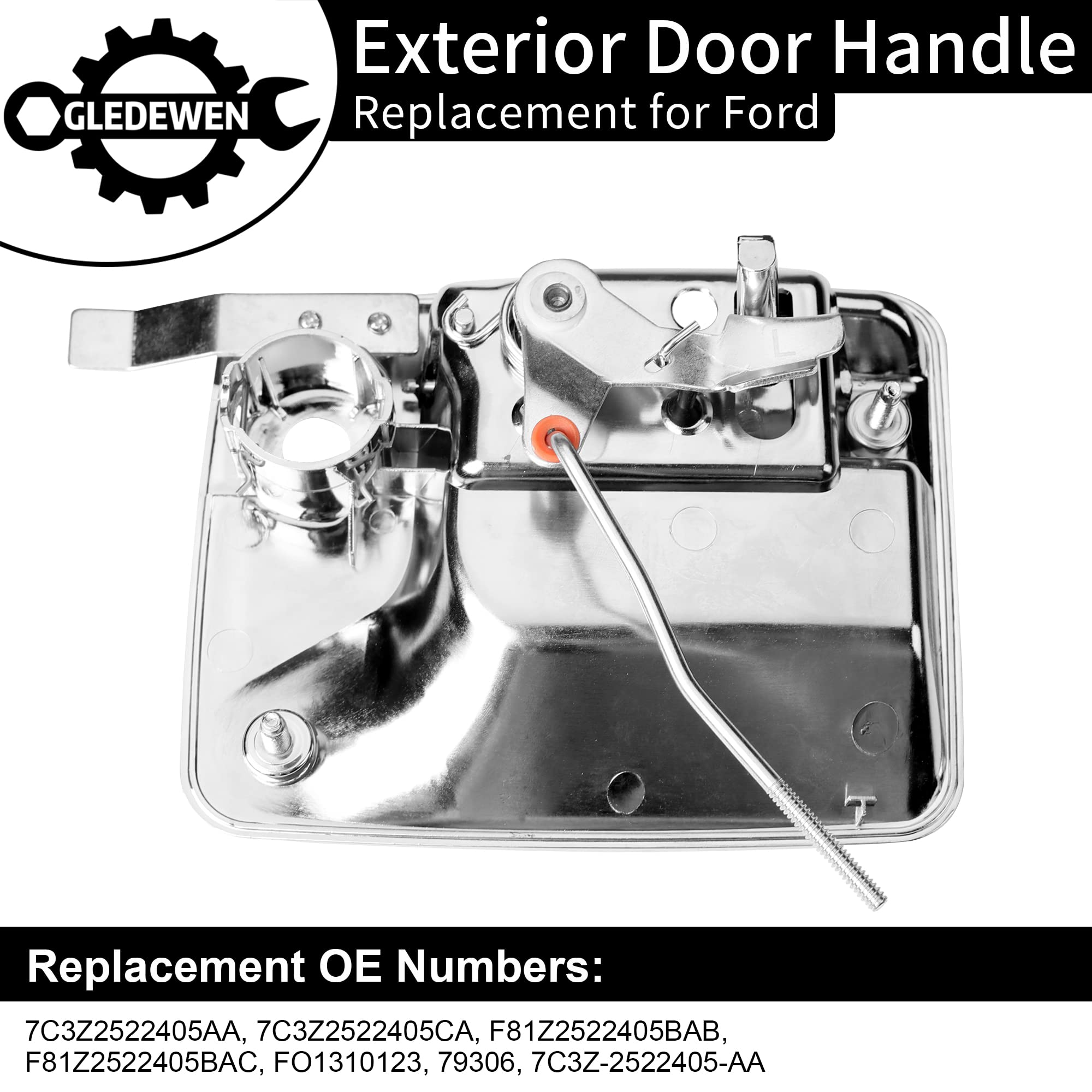 Exterior Door Handle, Compatible With 1999-2016 Ford F250 F350 F450 F550 F650 F750 Super Duty | 00-05 Ford Excursion, Chrome Fro