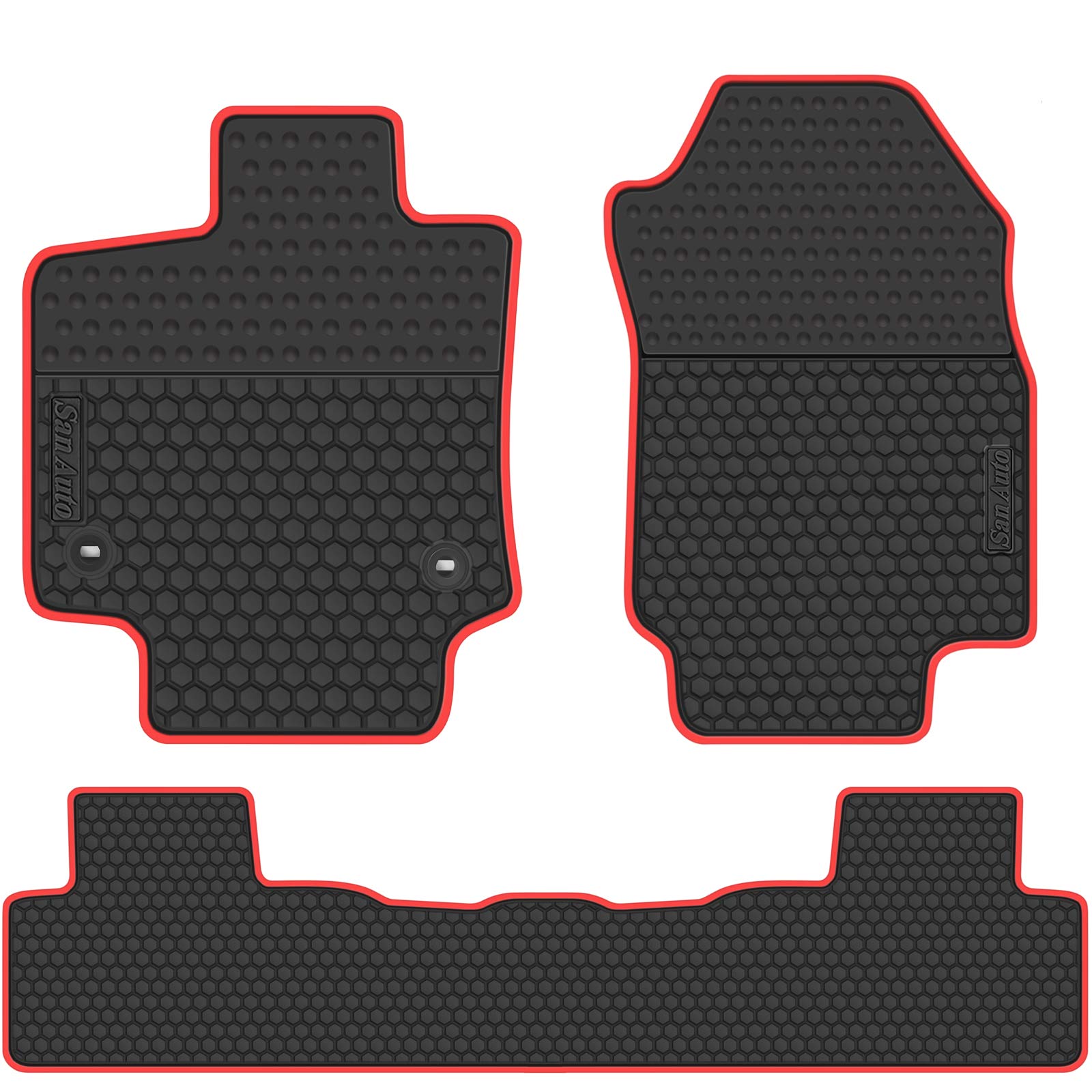 San Auto Car Floor Mats Custom Fit For Toyota Rav4 (No Hybrid) 2019 2020 2021 2022 2023 2024 2025 Black Red Rubber Auto Liners S