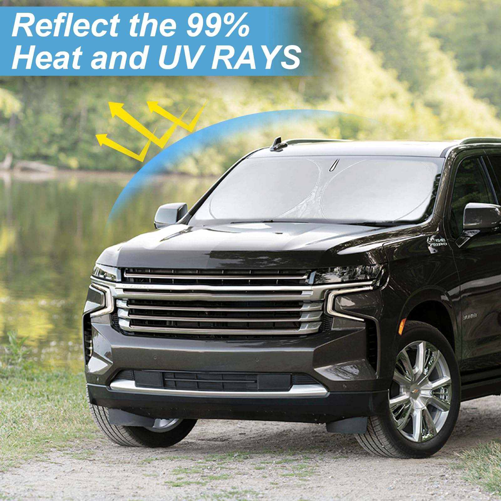 For Tahoe 2025 Windshield Sun Shade Sunshade-Custom Fit 2024 2023 2022 2021 Chevrolet Tahoe Z71, Premier, High Country, Rst, Lt,