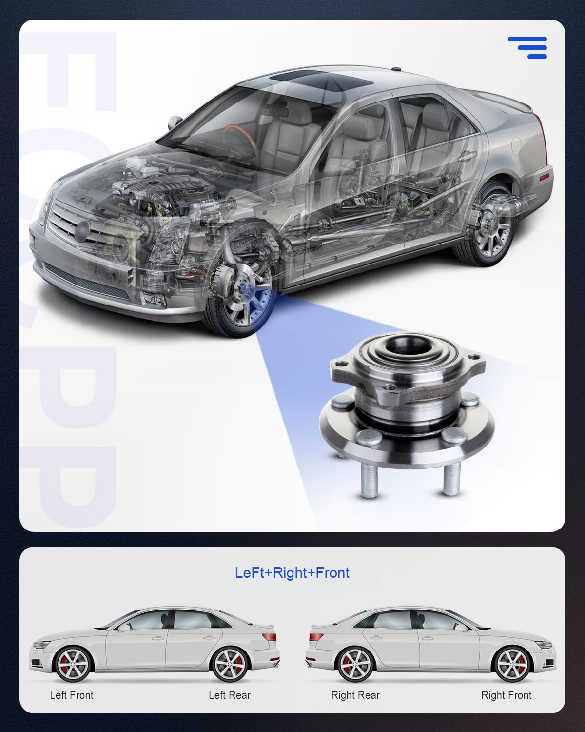 ECCPP Replacement For Wheel Bearing Hub 513225 Front Axle 5 Lugs For Chrysler 300 2005-2009, For Dodge Charger 2007-2009, For Do