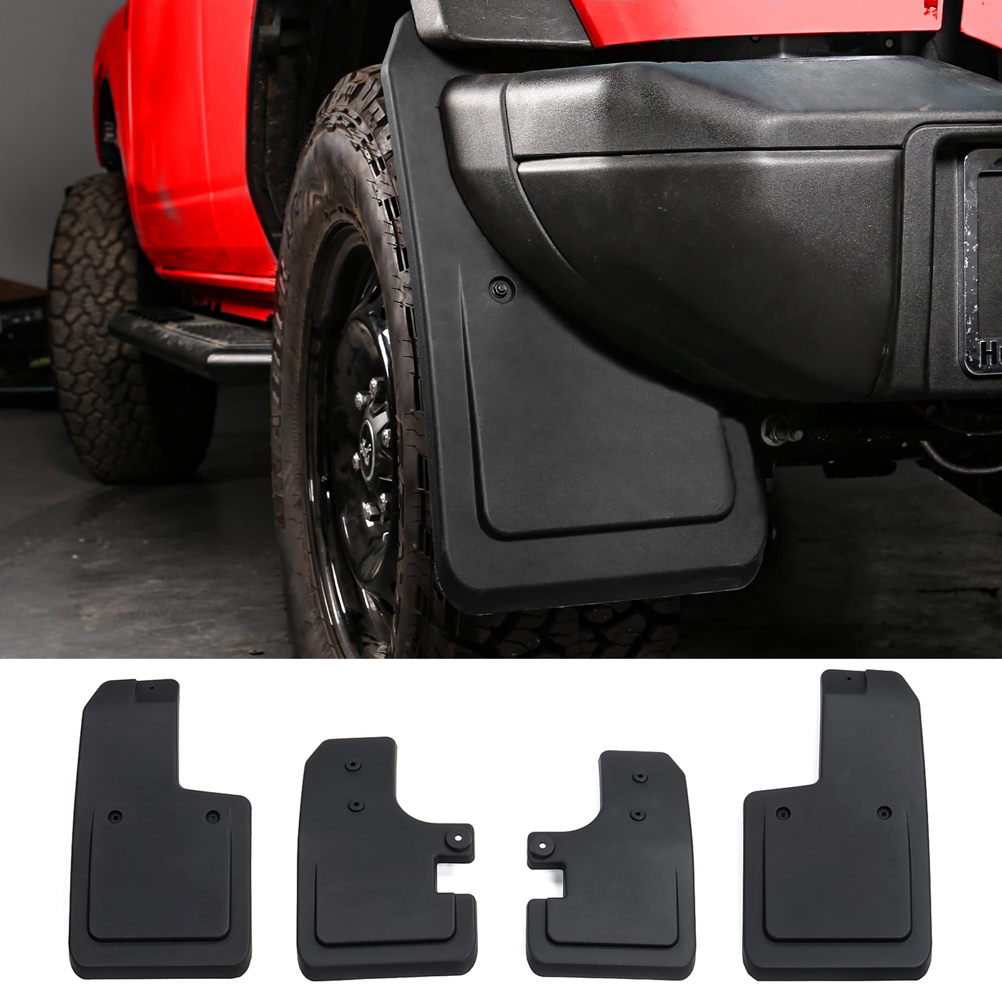 Mabett Mud Flaps For Ford Bronco Accessories 2021 2022 2023 2/4-Door No Punching Required Front And Rear (No Logo)