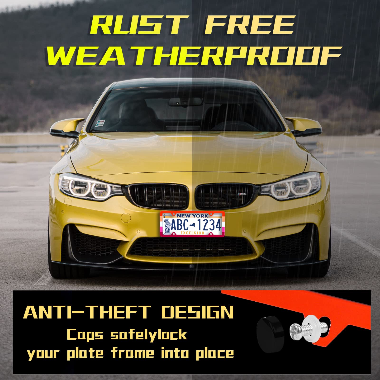 ?2Pcs? Lesbian Flag LGBT Pride Rainbow License Plate Frame Stainless Steel Car License Plate Frame Accessory Car Plate Frame Dec