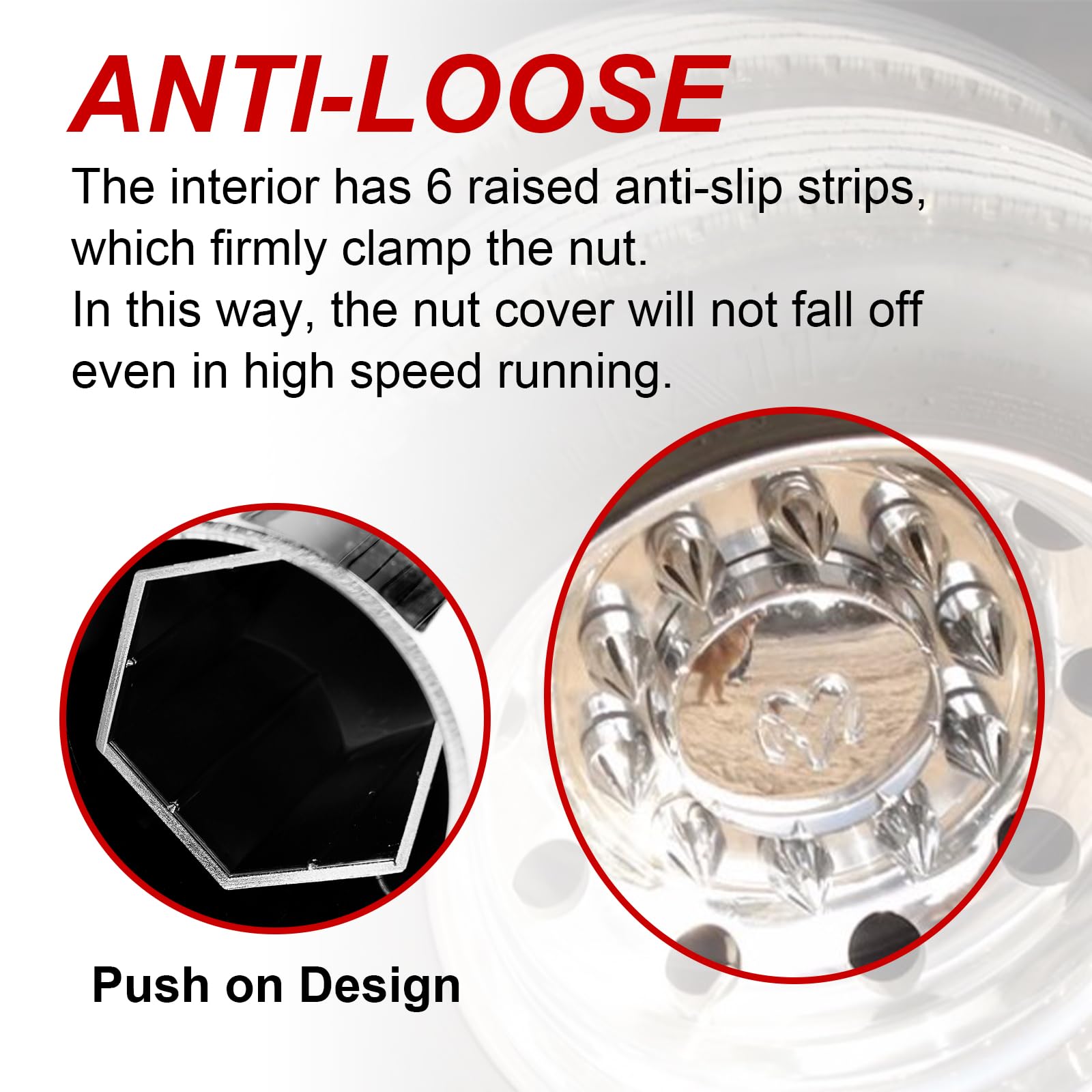 Cabtherlyn 33mm x 4 1/4'' Chromed Spike Lug Nuts Covers Push on,ABS Chrome Plastic Caps Pointed Push-on Lug Nut Cover for Semi T