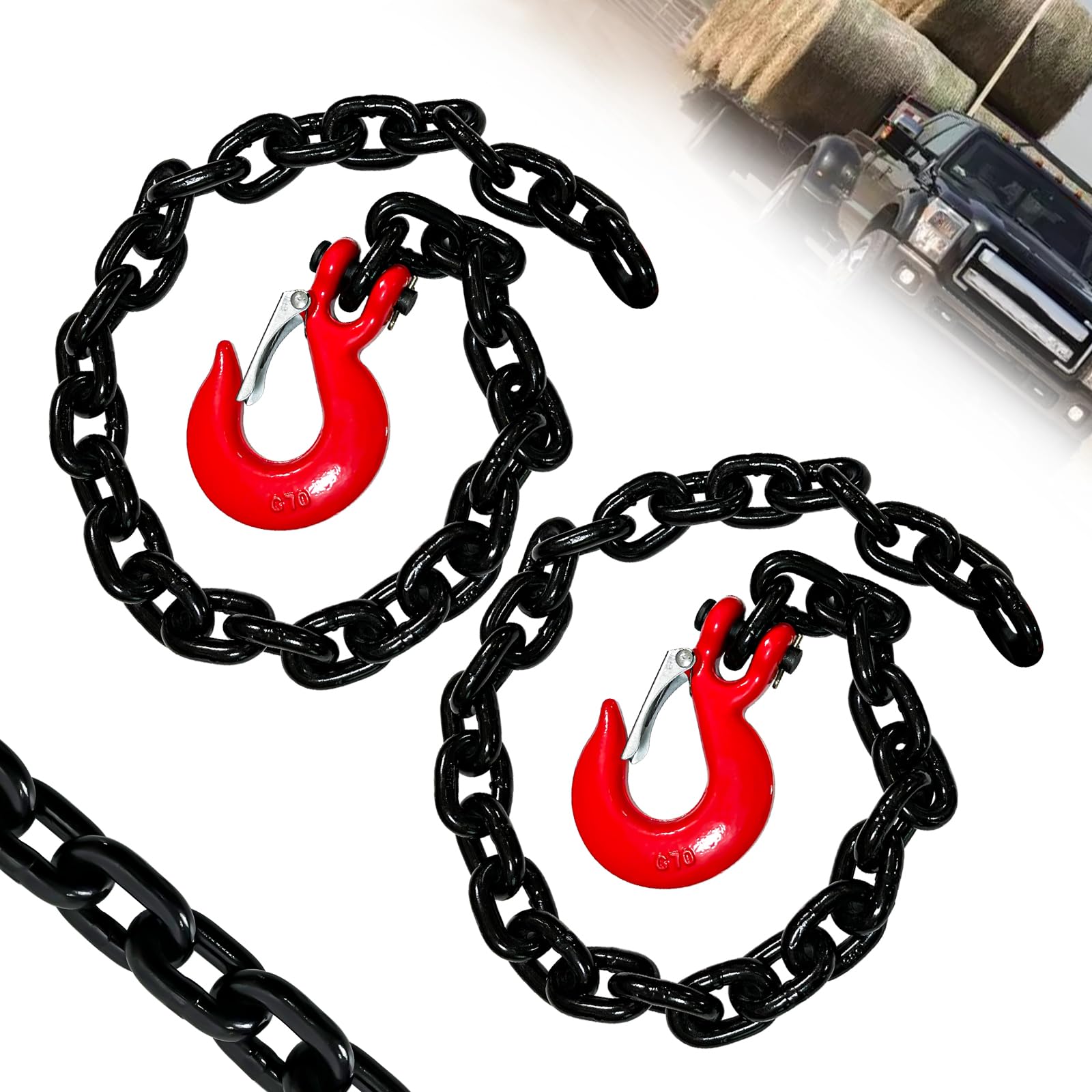 5/16'' Trailer Safety Chains G80 Trailer Chains With G70 Clevis Safety Hooks|35'' Tow Chains 4900 Lbs Safety Working Load 17000