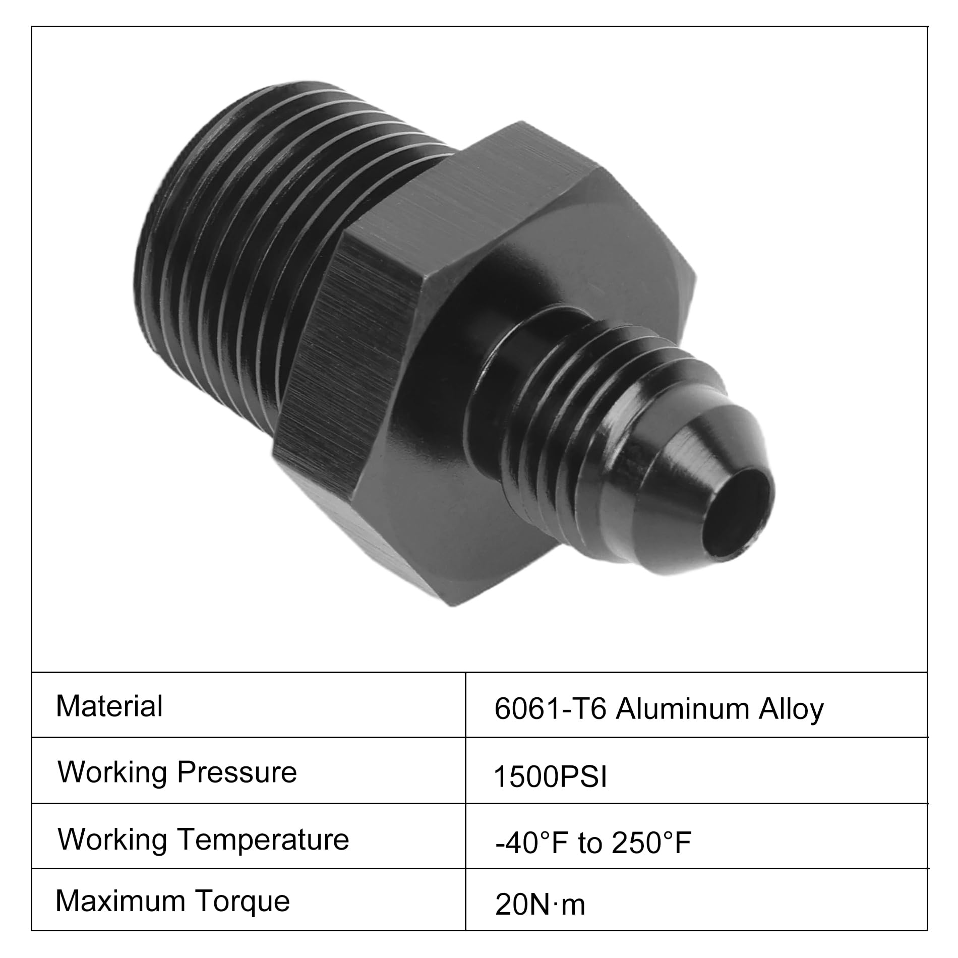 Evil Energy 4An Male Flare To 3/8'' Npt Pipe Fitting Adapter Straight Aluminum Black