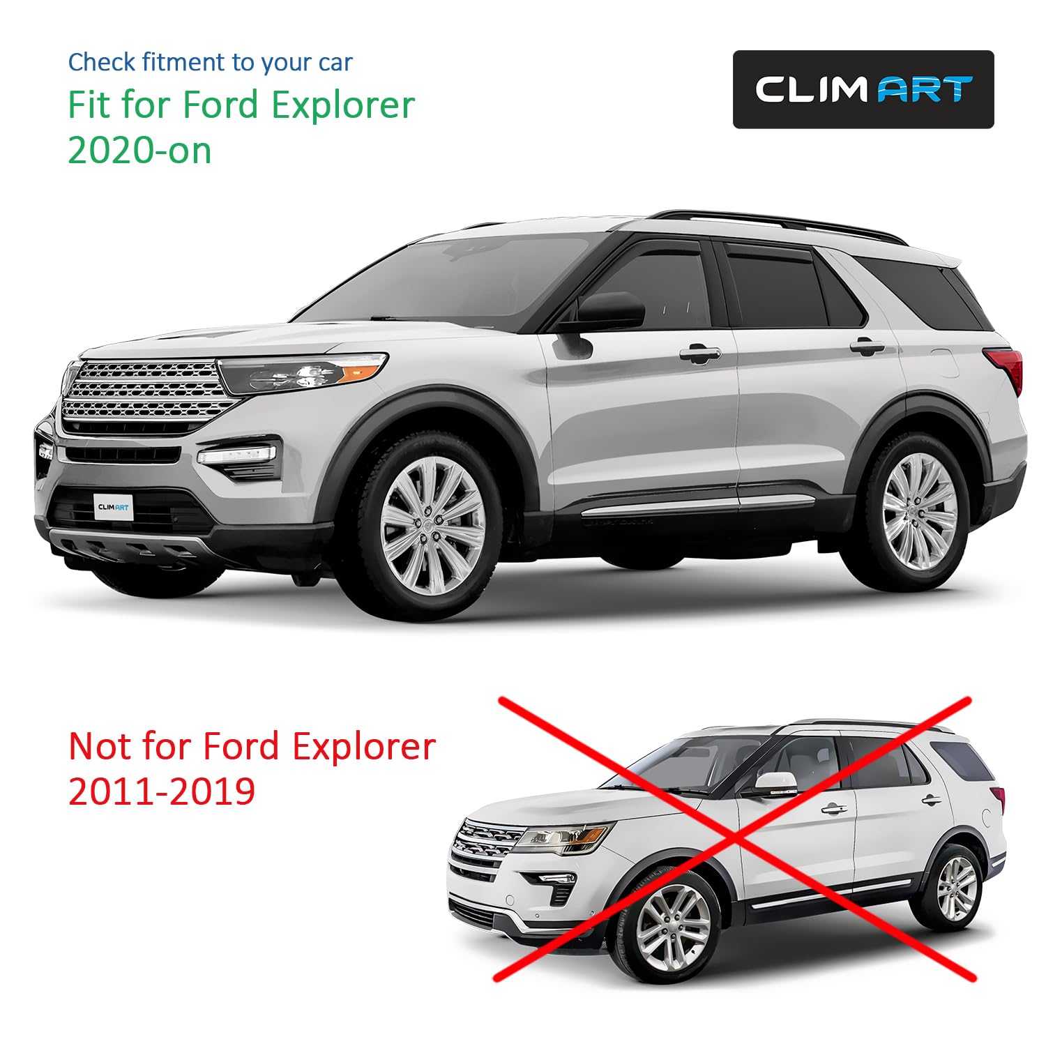 Clim Art In-Channel Incredibly Durable Rain Guards For Ford Explorer 2020-2025, Original Window Deflectors, Vent Window Visors,