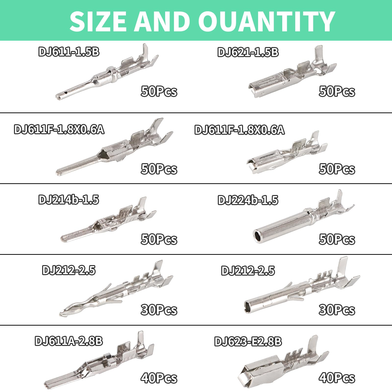 440PCS Automotive Electrical Pin Connectors Kit 1.5/1.8/2.5/2.8mm Connector Pins Automotive Pin Connector Kit Crimp Terminal Pin