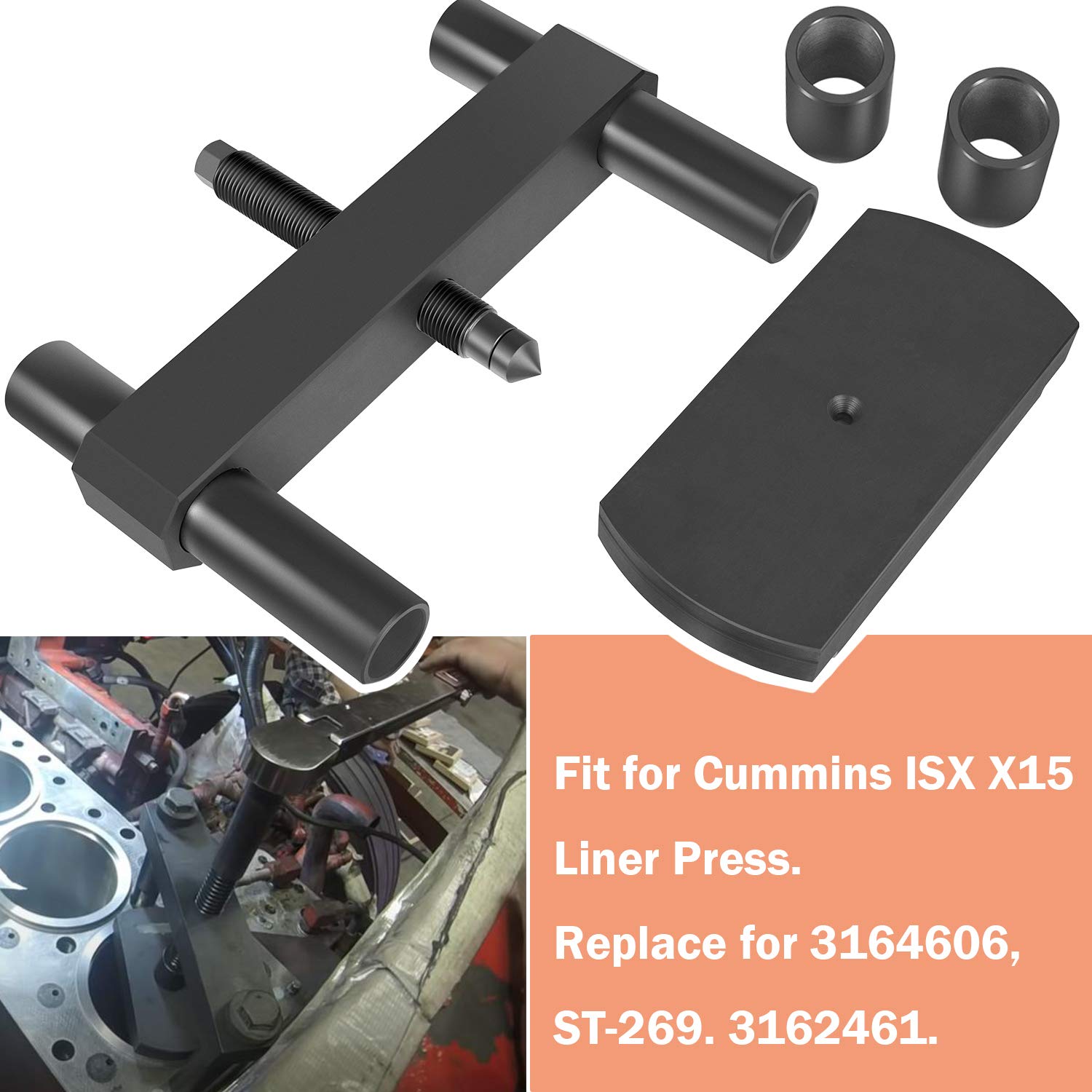 Yoursme 3164606 For Cummins Isx X15 Liner Press Installer Tool 3164606, St-269, 3162461 3164606 Heavy Duty Cylinder Liner Press
