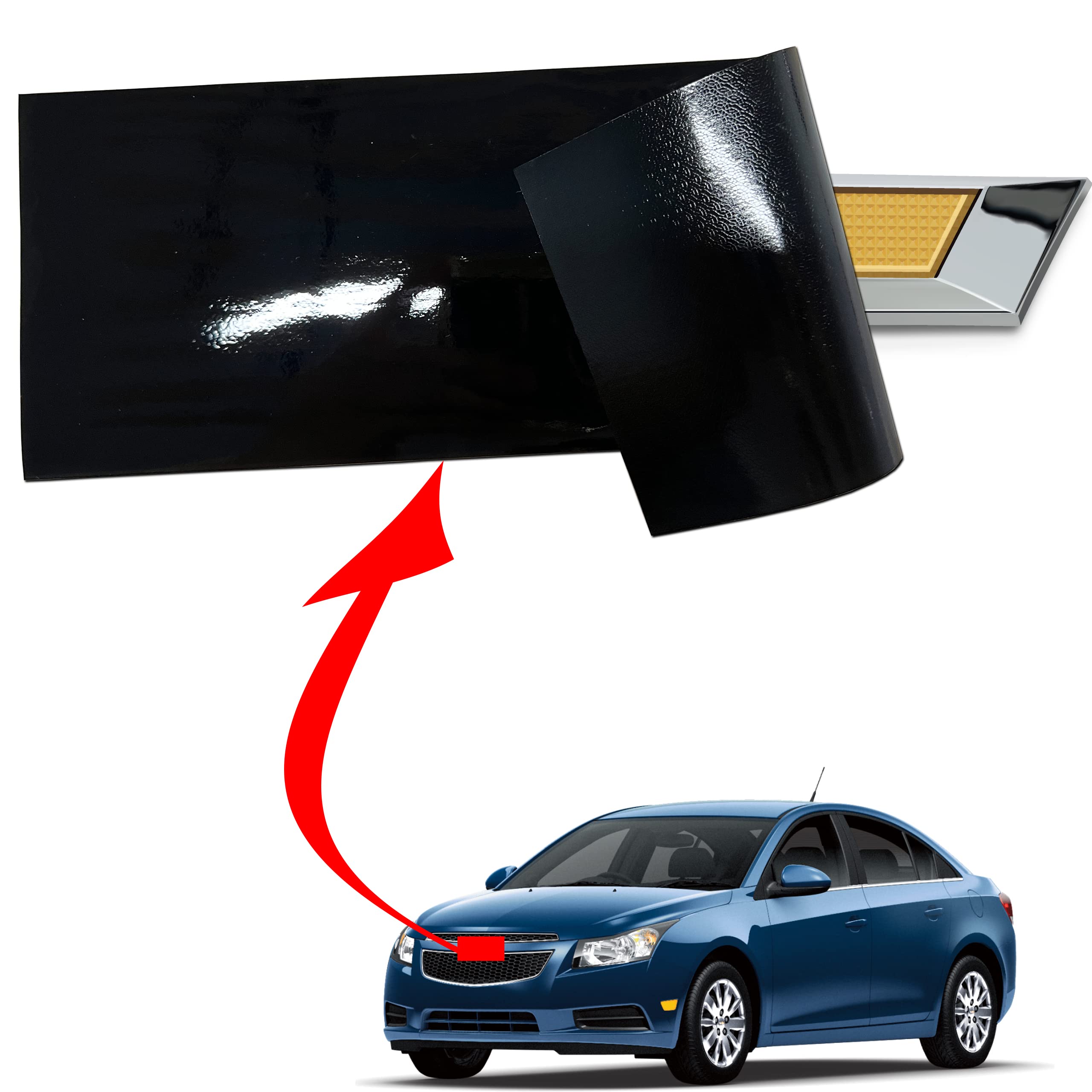 LZLRUN Compatible with Bowtie Logo Wrap Stickers Cut-Your-Own Emblem Overlay DIY Decals for Chevy (11.8 Inch x 4 Inch) (Gloss Bl