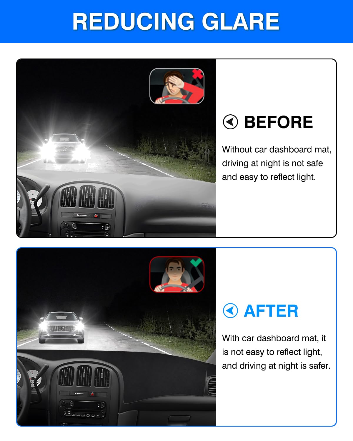 Autorder Dashboard Cover Mat For 2001-2007 Dodge Caravan/Grand Caravan/Chrysler Town Country Accessories Dash Cover Flannel Dash